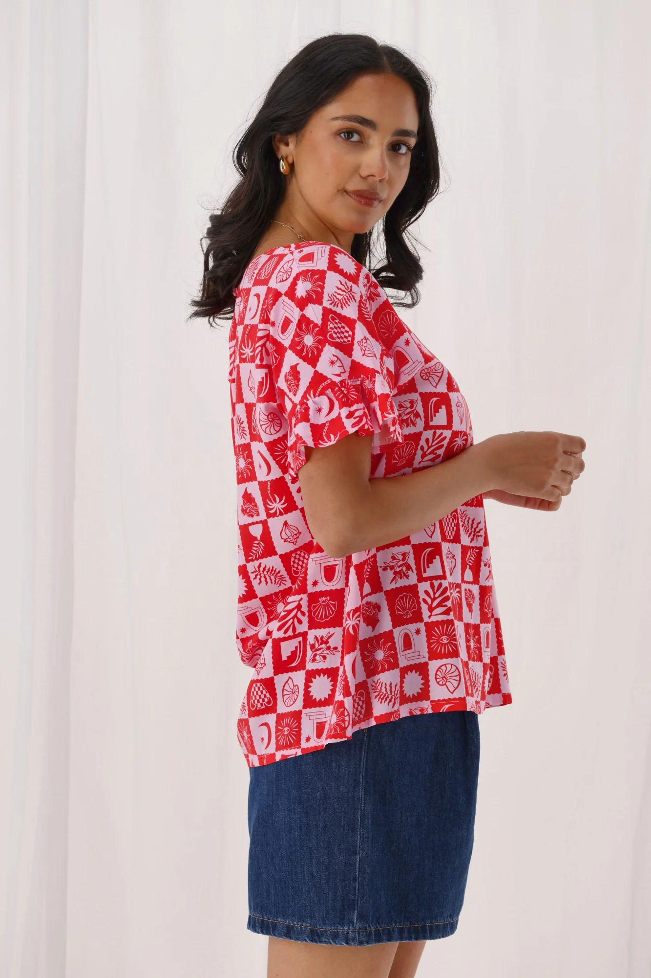 Gloss The Label Coastal Top Pink Print - Image 6
