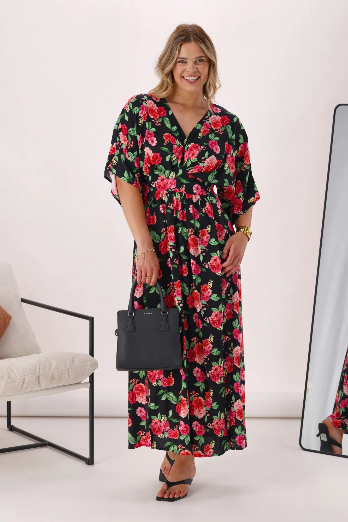 Gloss The Label Columbia Rosewood Dolman Sleeve Dress