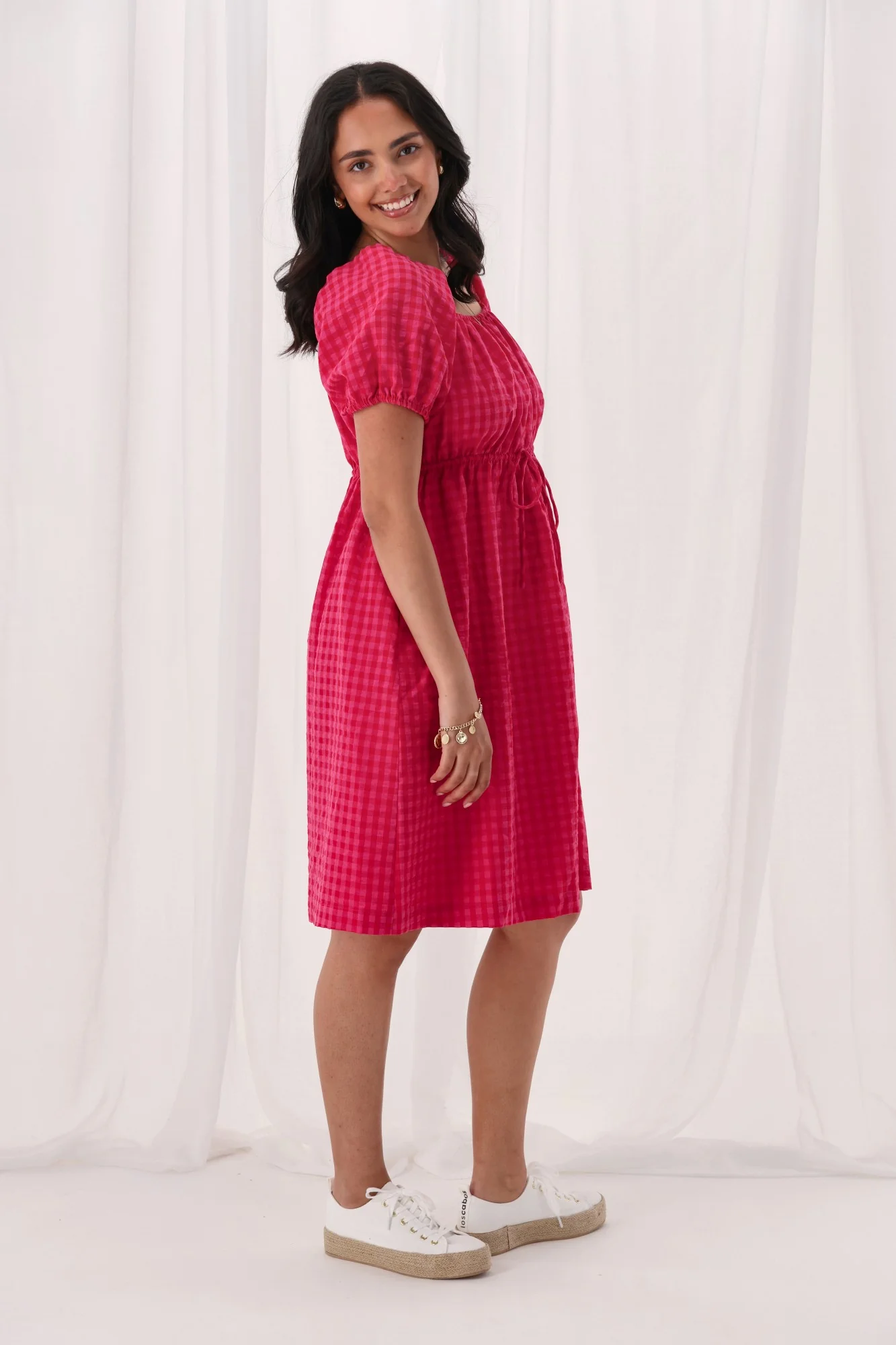 Gloss The Label Cotton Candy Dress Pink Check - Image 5