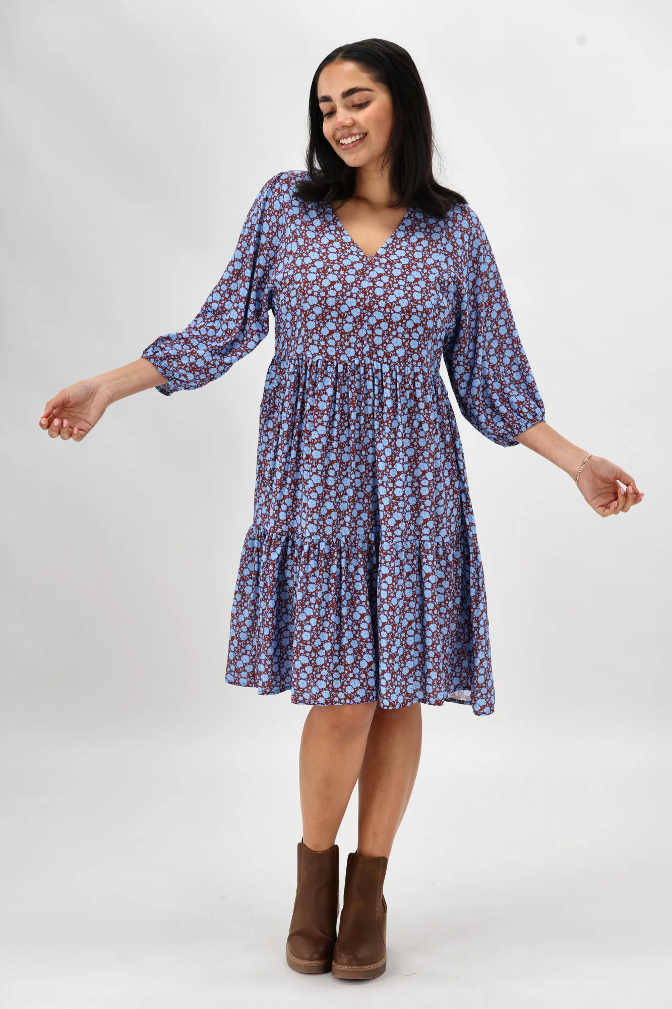 Gloss The Label Daniella Dress Blue Rust