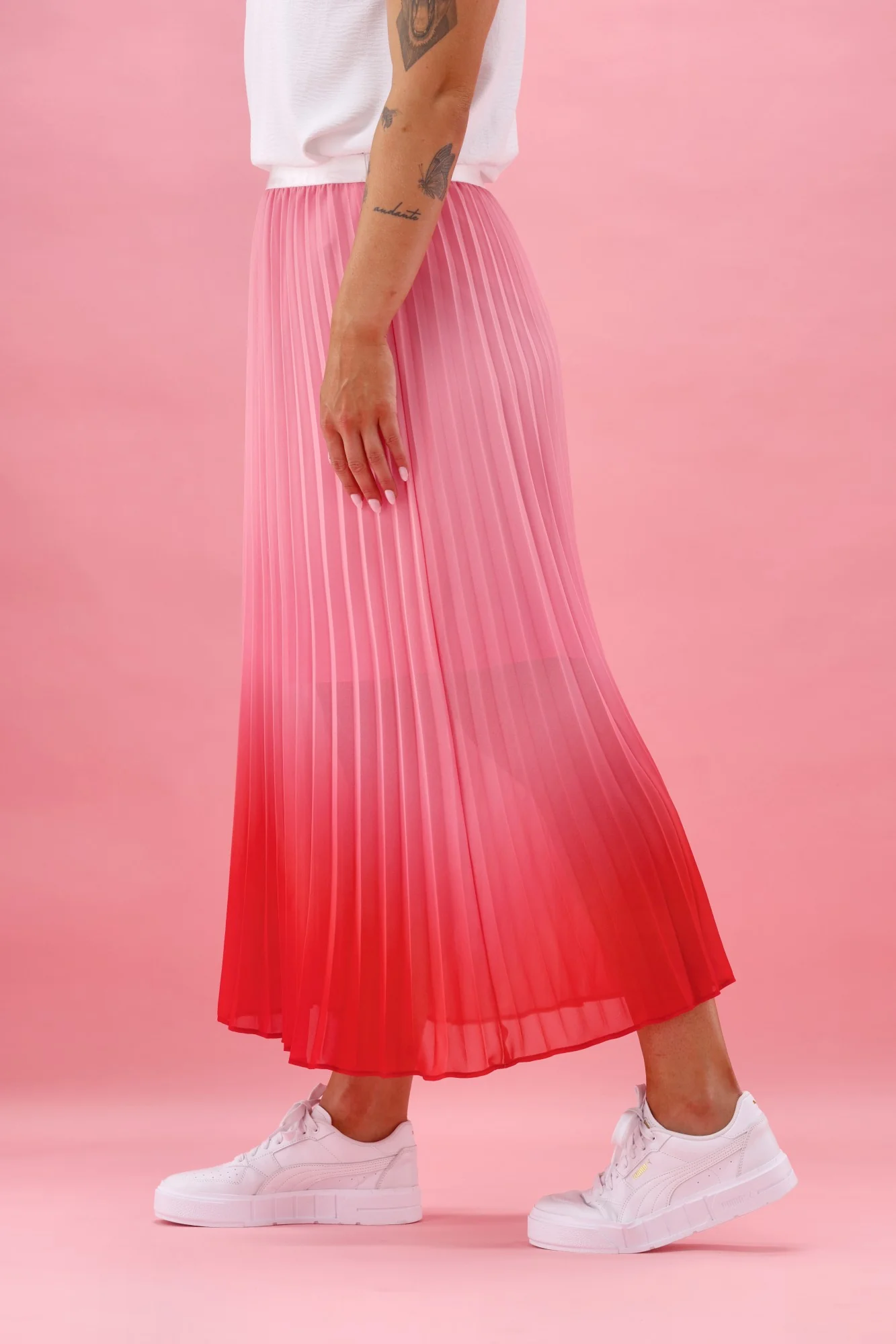 Gloss The Label Dawn Pleat Skirt Pink Ombre - Image 7