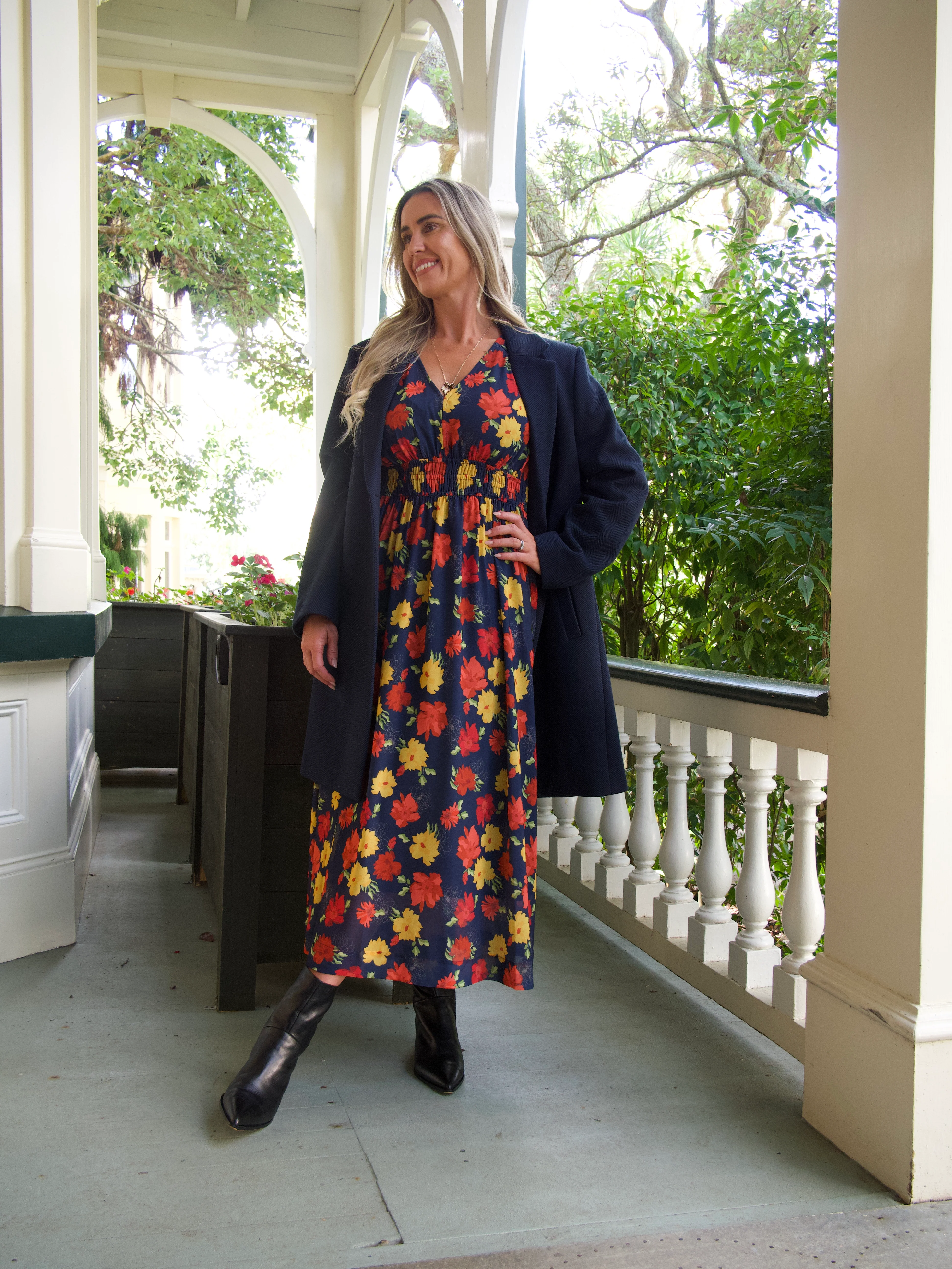 Gloss The Label Denzel V Neck Dress Flame Floral - Image 4