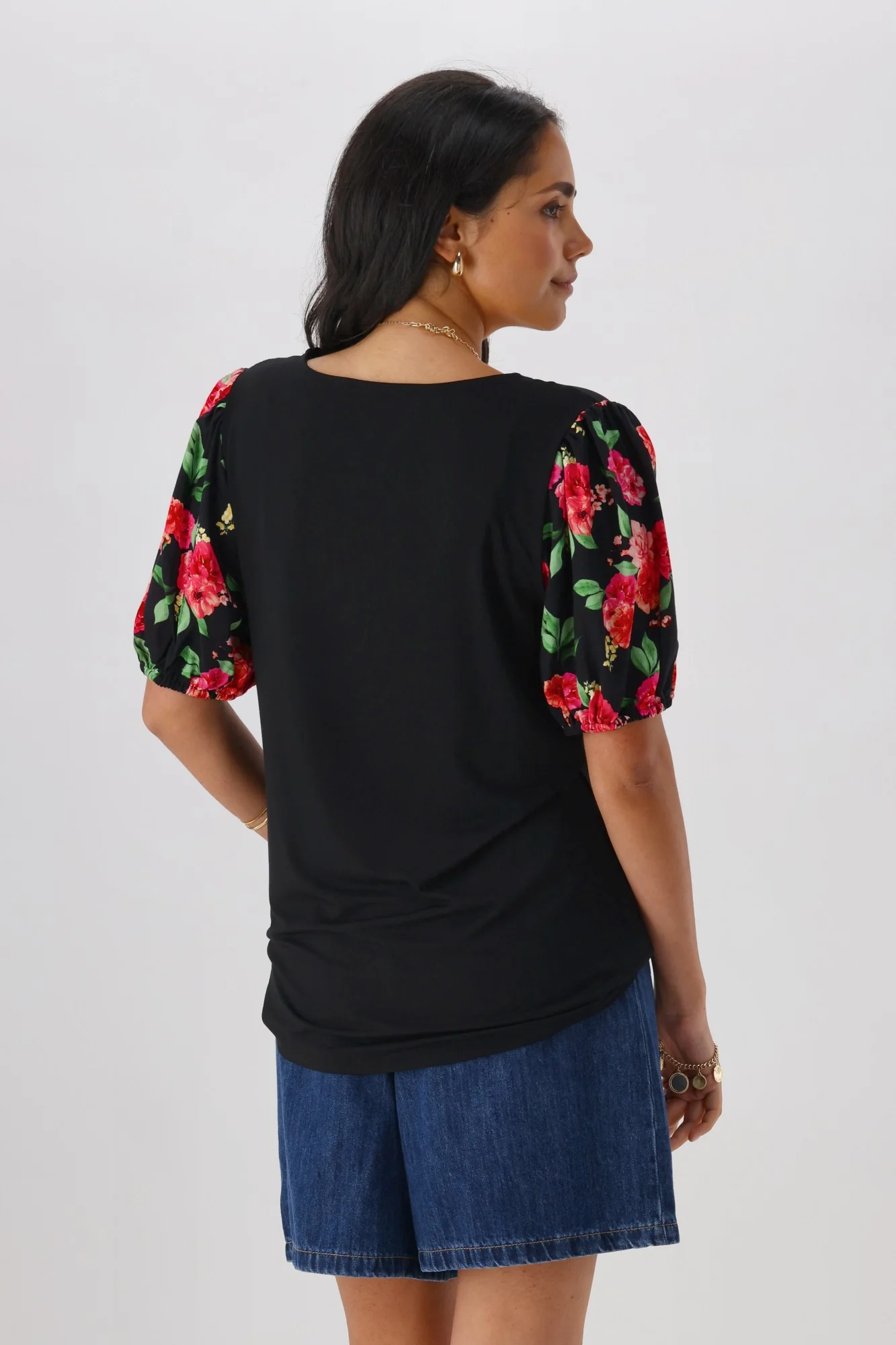 Gloss The Label Eclipse Rosewood Contrast Sleeve Top Black - Image 6