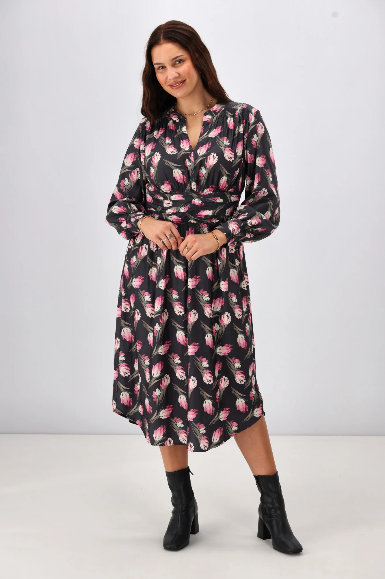 Gloss The Label Ellery Shirred Detail Dress Autumn Floral - Image 6