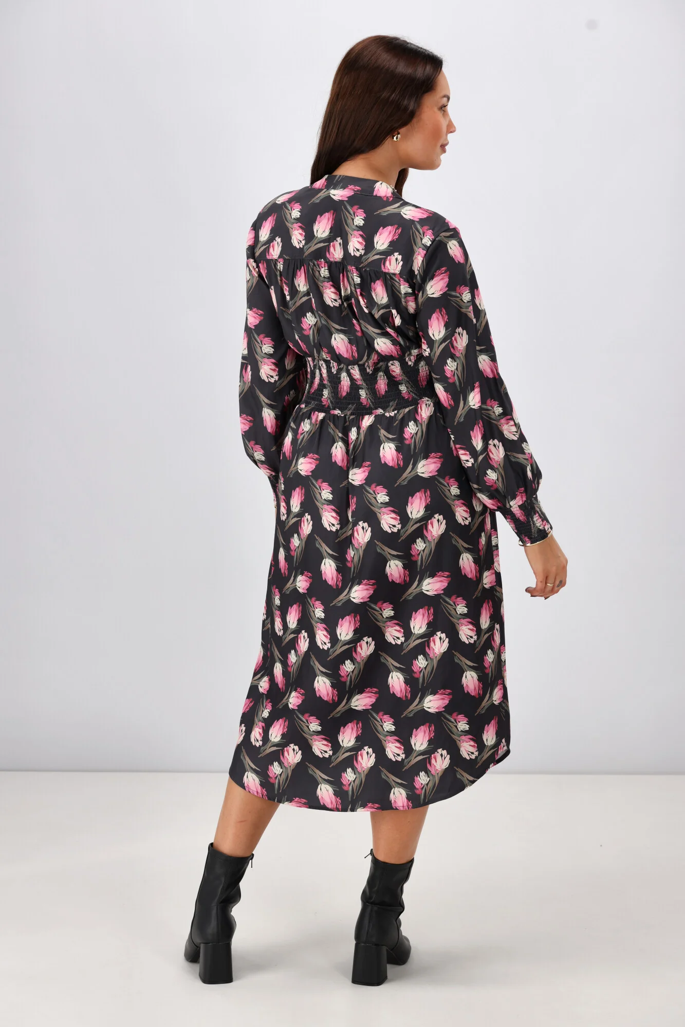 Gloss The Label Ellery Shirred Detail Dress Autumn Floral - Image 8