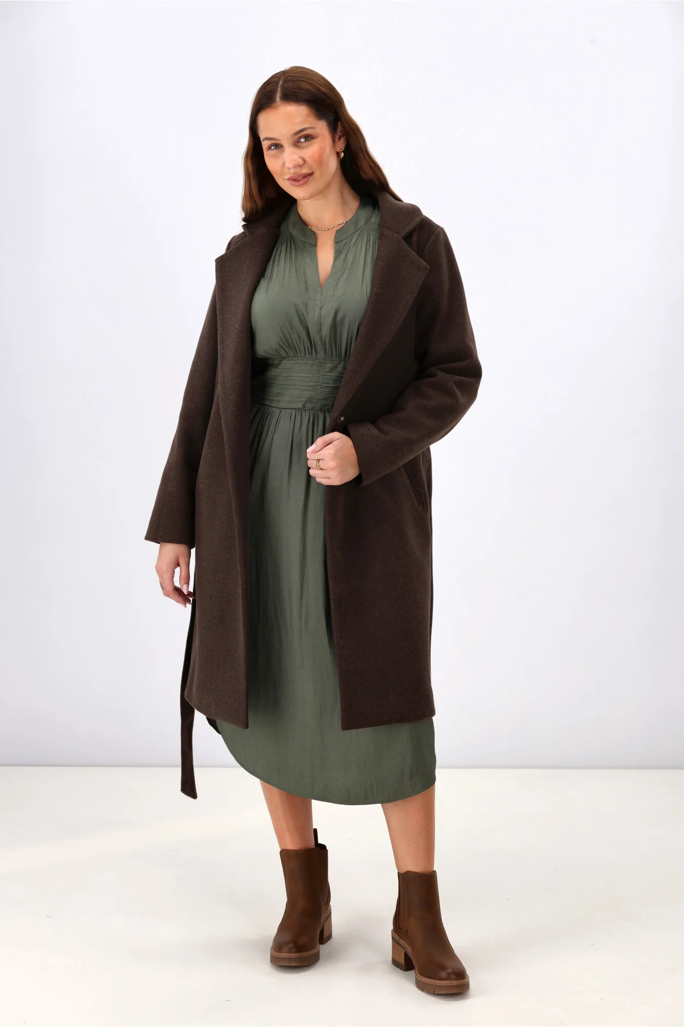 Gloss the Label Ellery Shirred Detail Dress Olive - Image 6