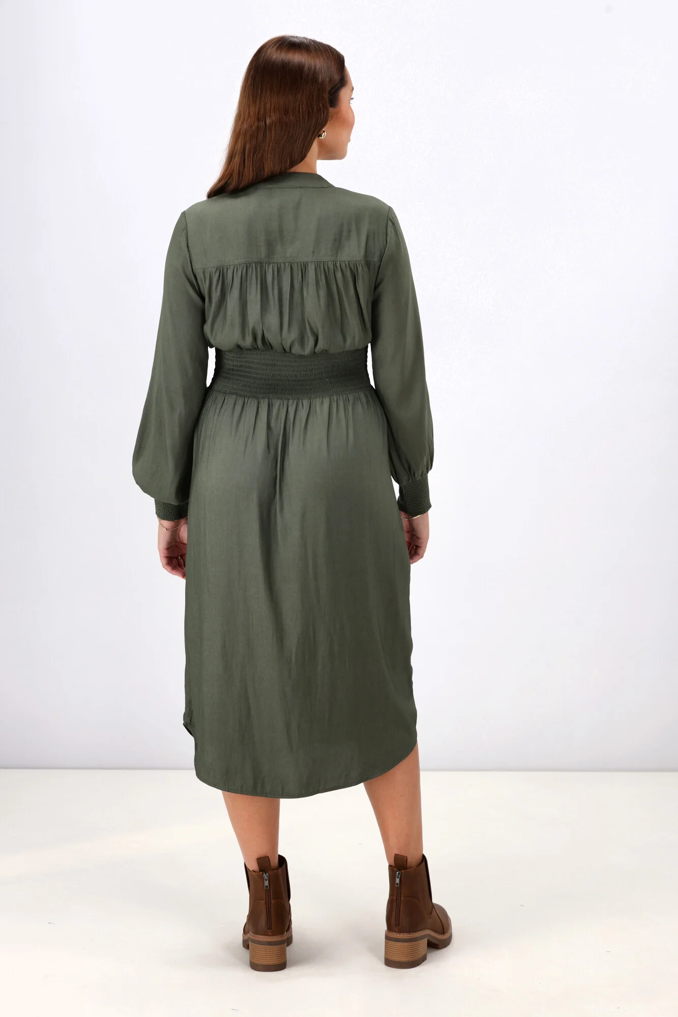 Gloss the Label Ellery Shirred Detail Dress Olive - Image 8