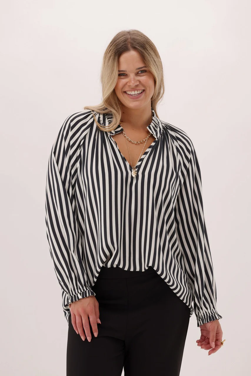 Gloss The Label Fairview Black And White Striped Shirt
