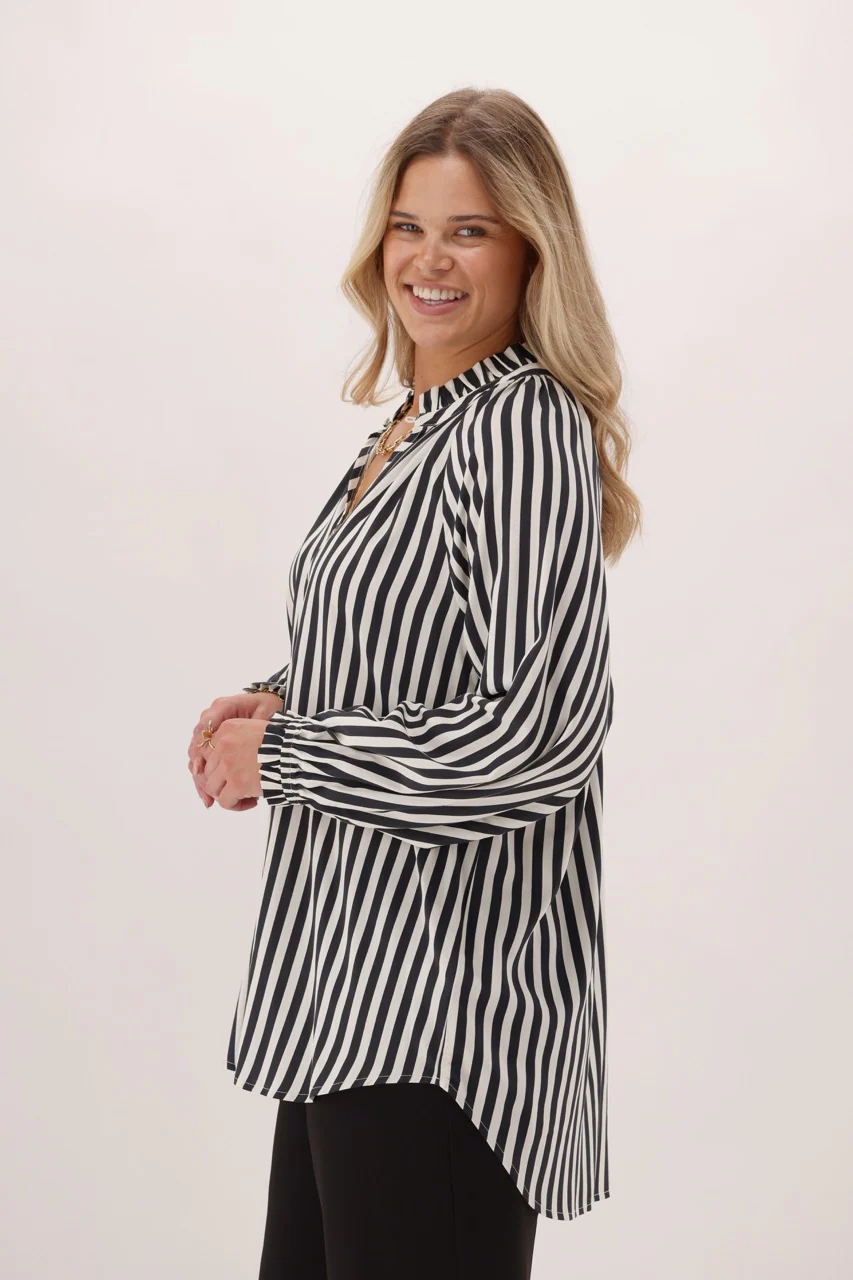 Gloss The Label Fairview Black And White Striped Shirt - Image 2