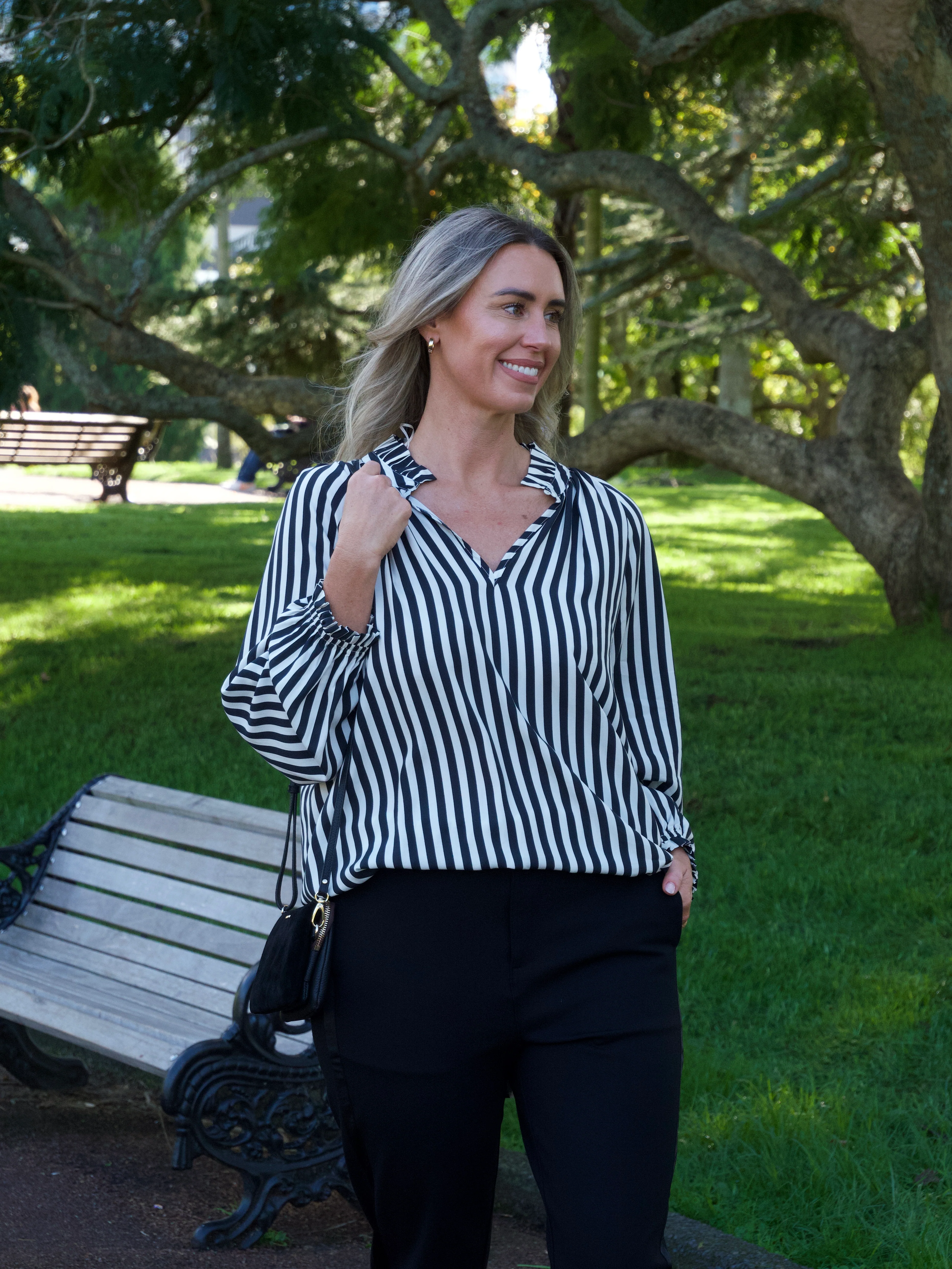 Gloss The Label Fairview Black And White Striped Shirt - Image 3