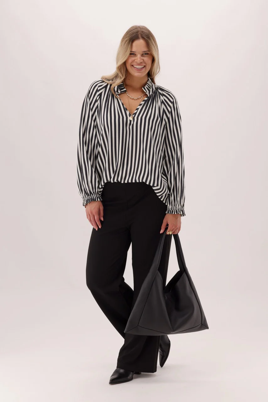 Gloss The Label Fairview Black And White Striped Shirt - Image 4