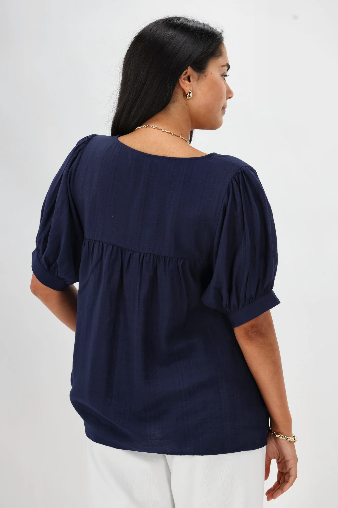 Gloss The Label Heidi Puff Sleeve Blouse Navy - Image 7
