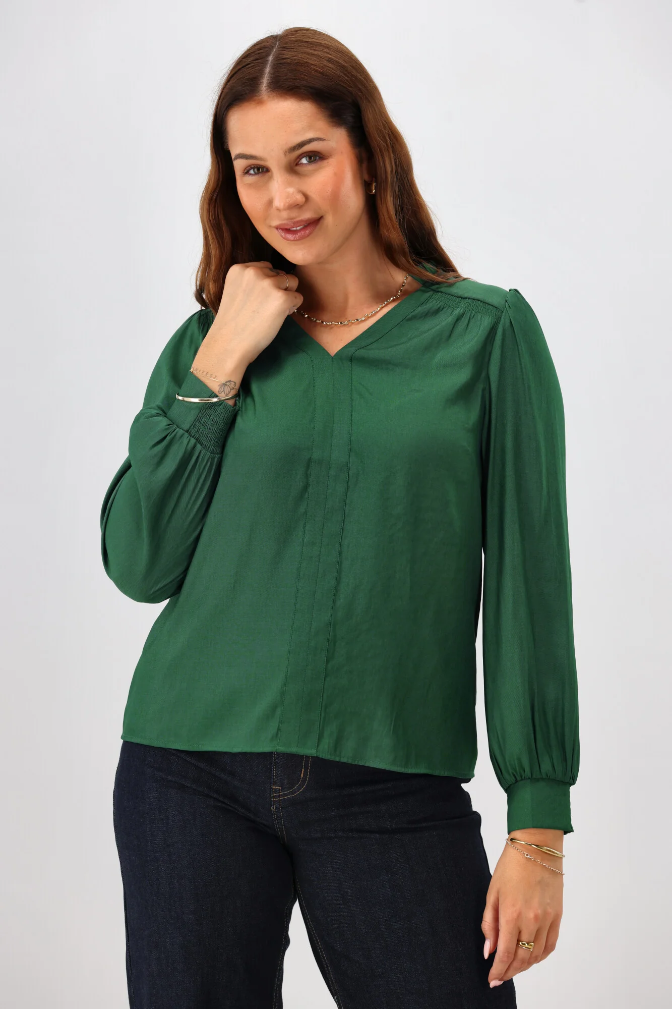 Gloss The Label Kai Satin Top Green - Image 2
