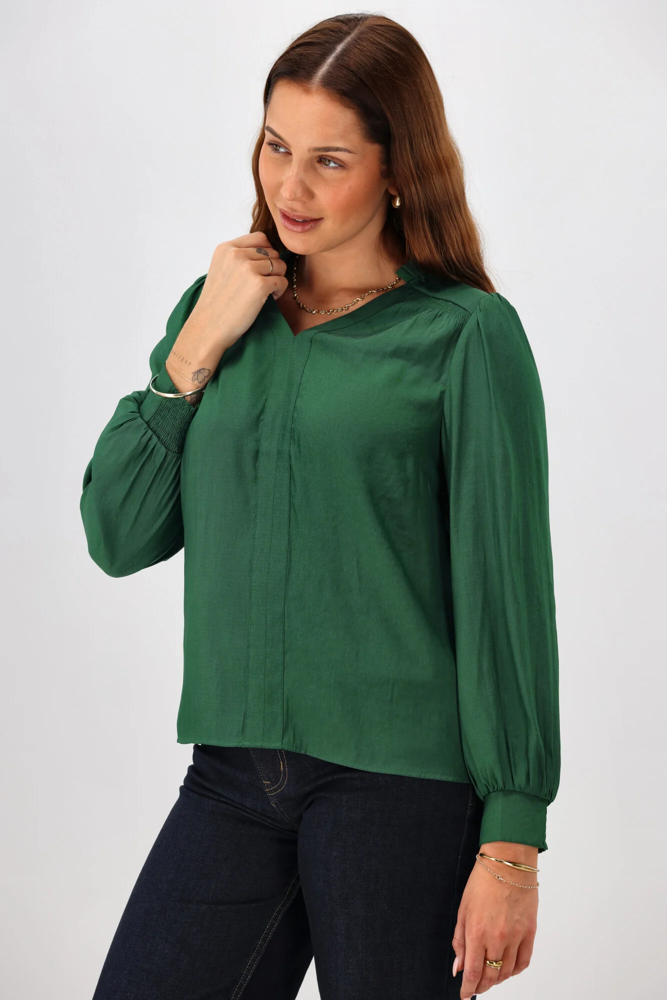Gloss The Label Kai Satin Top Green - Image 6
