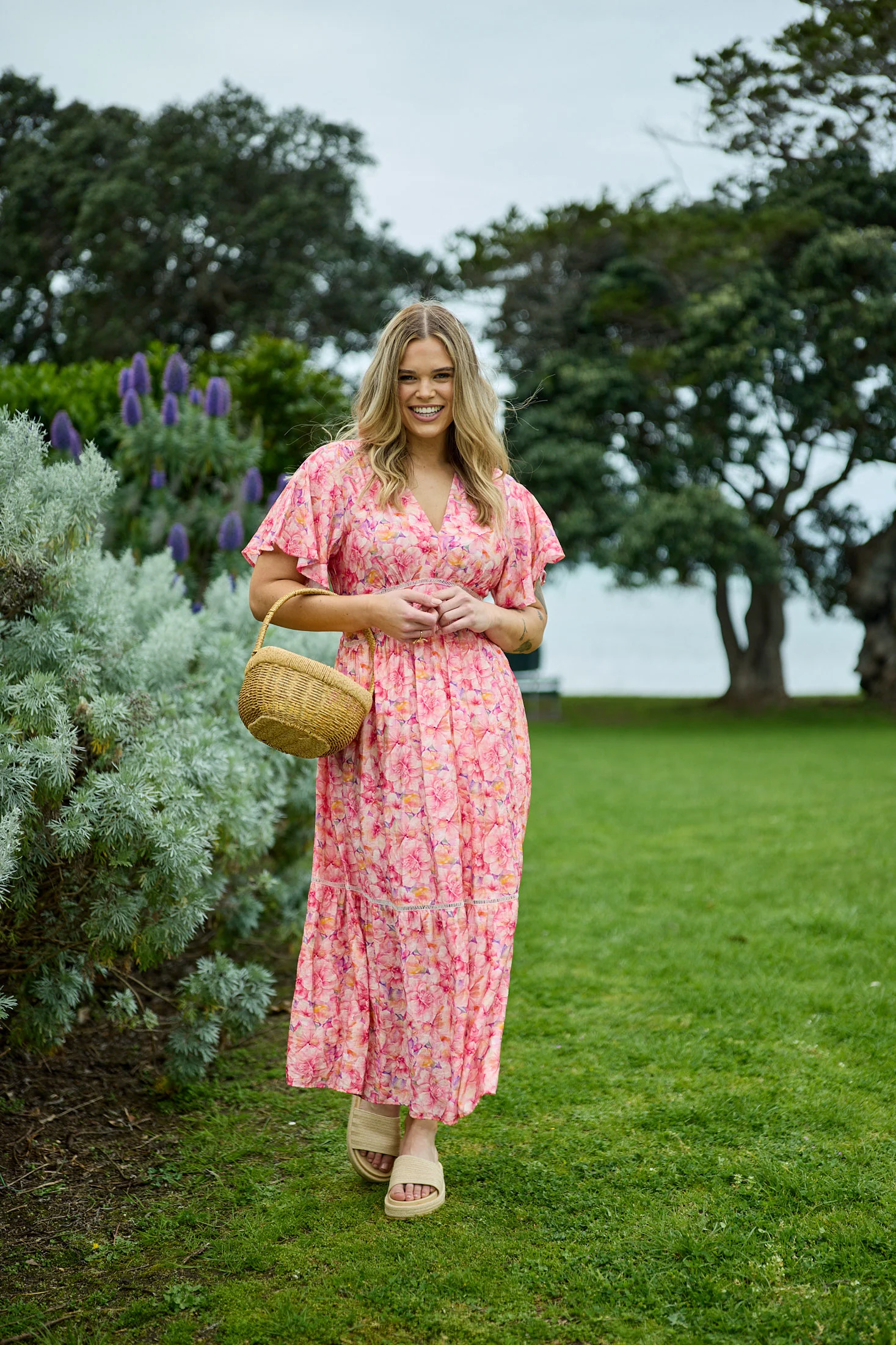 Gloss The Label Keagan Ladder Lace Dress Pink Floral