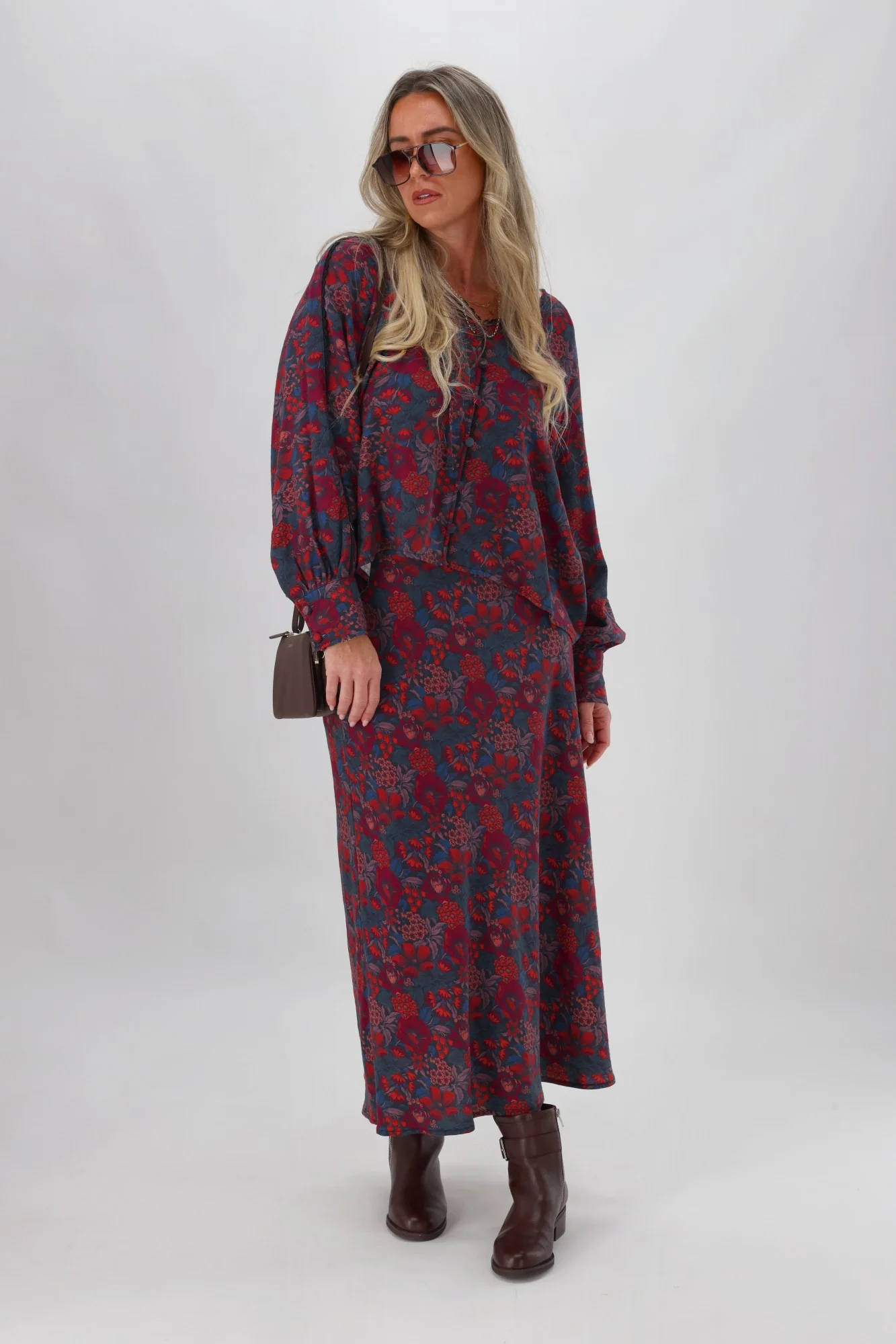 Gloss The Label Limaree Godet Skirt Twilight Floral - Image 5