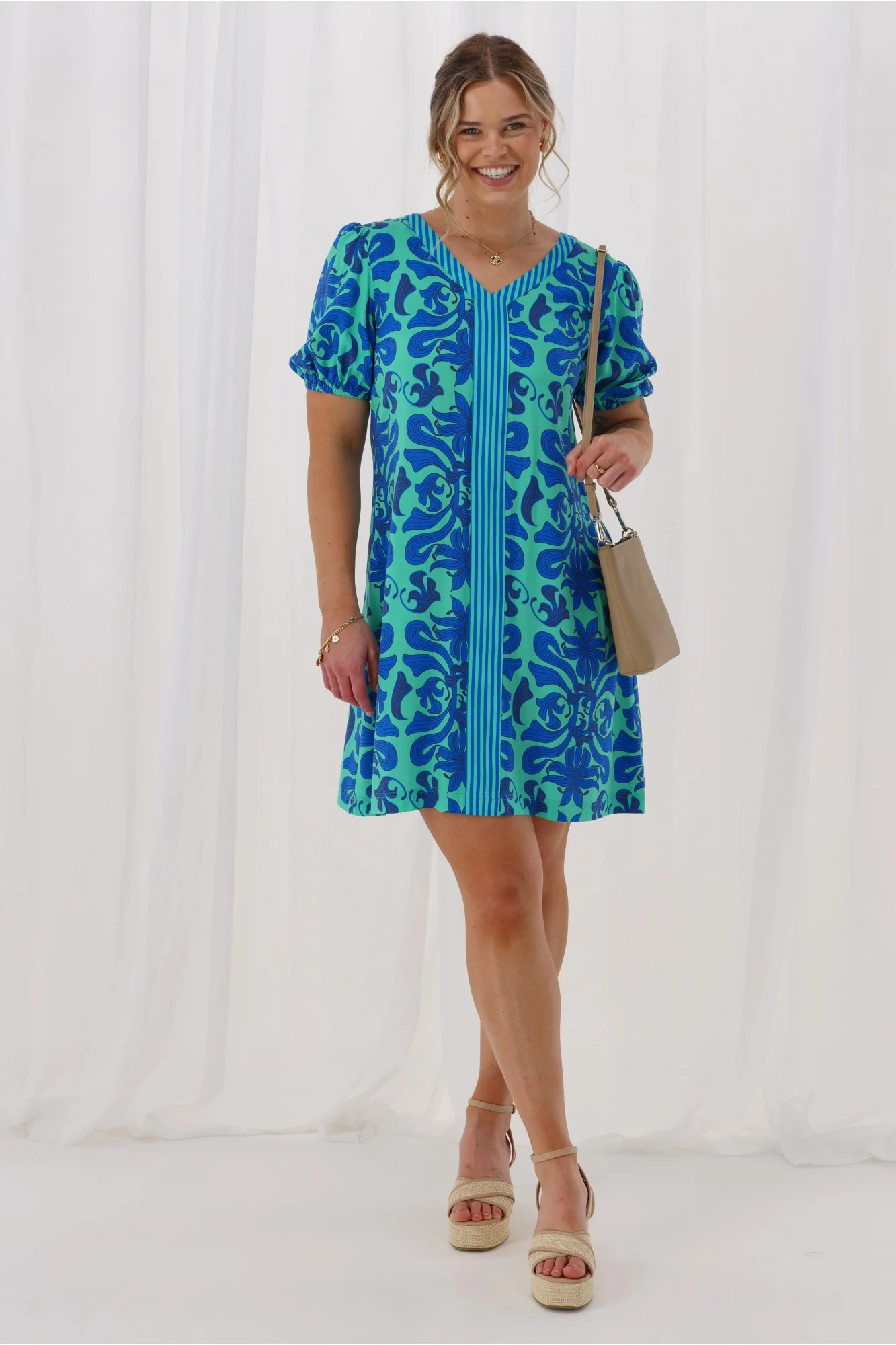 Gloss The Label Lirael Dress Blue Floral