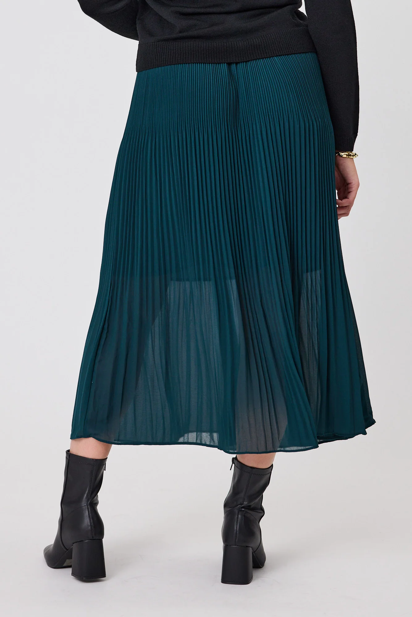 Gloss The Label Lula Variagated Pleated Skirt Petrol - Image 8