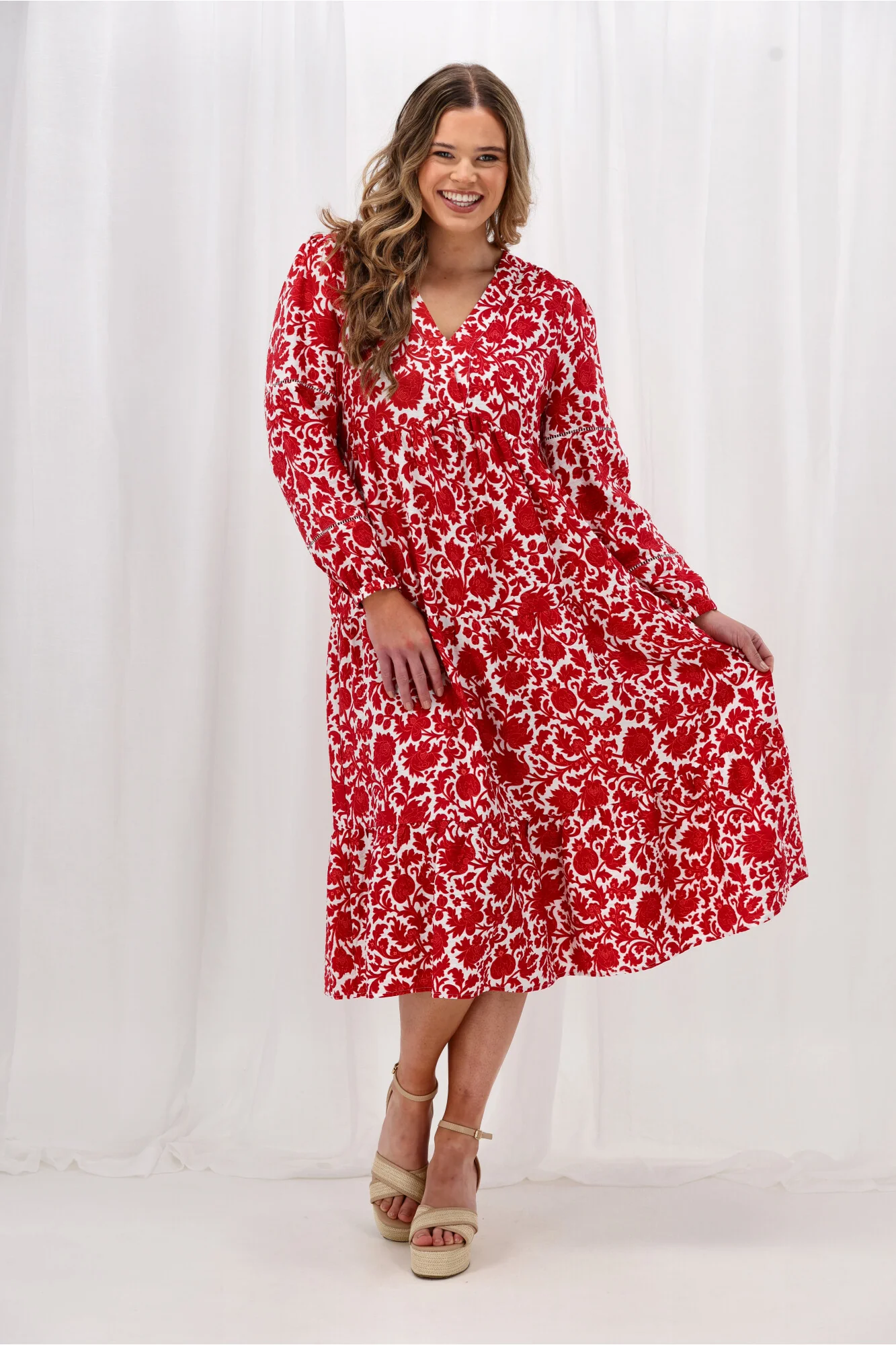 Gloss The Label Maeve Dress Red Floral - Image 2