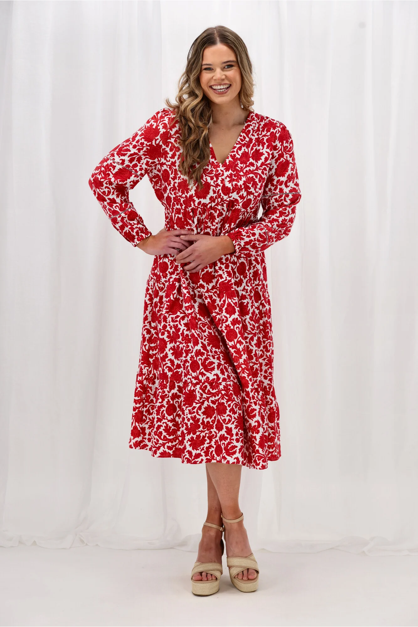 Gloss The Label Maeve Dress Red Floral - Image 5