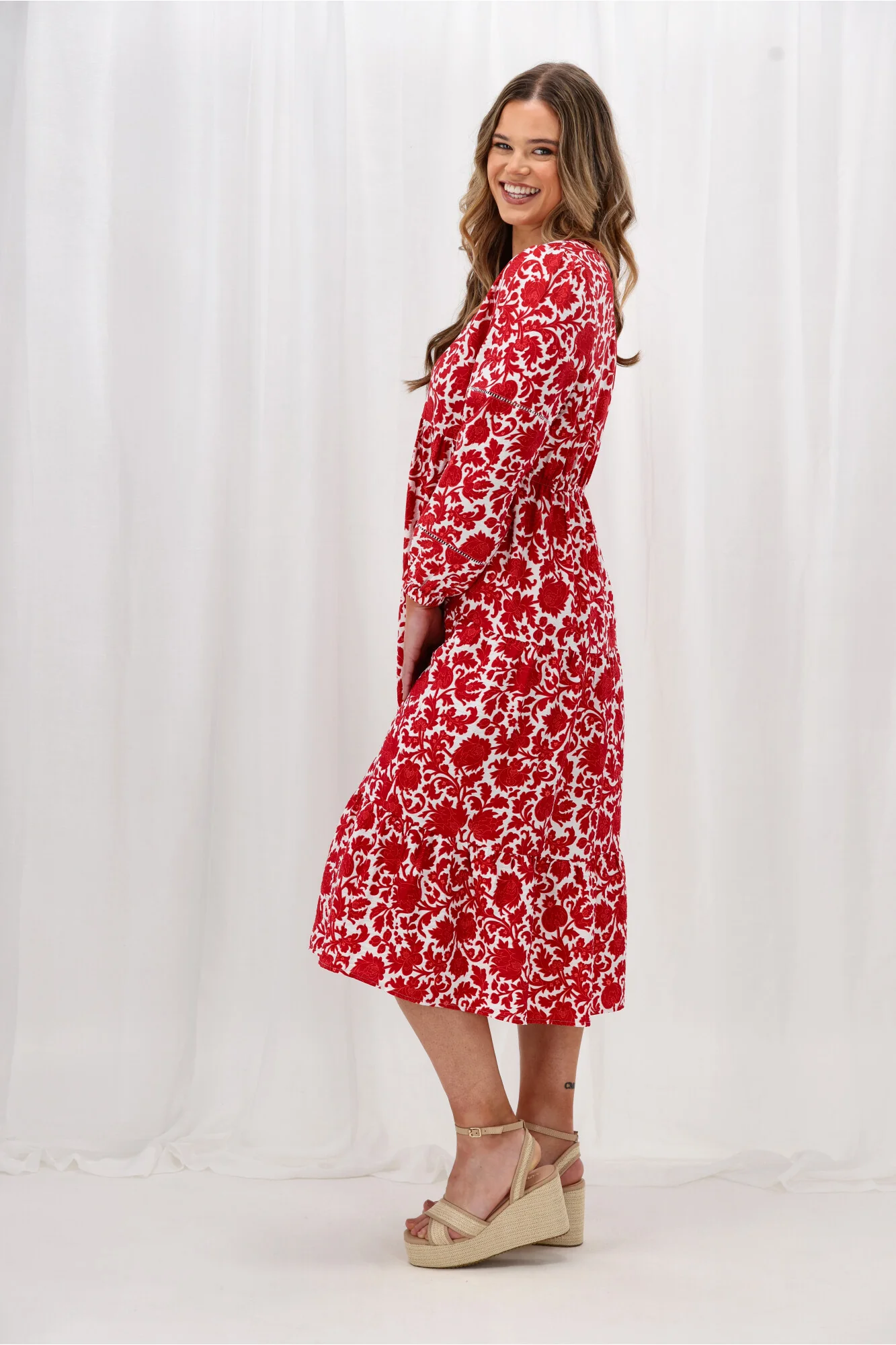Gloss The Label Maeve Dress Red Floral - Image 6