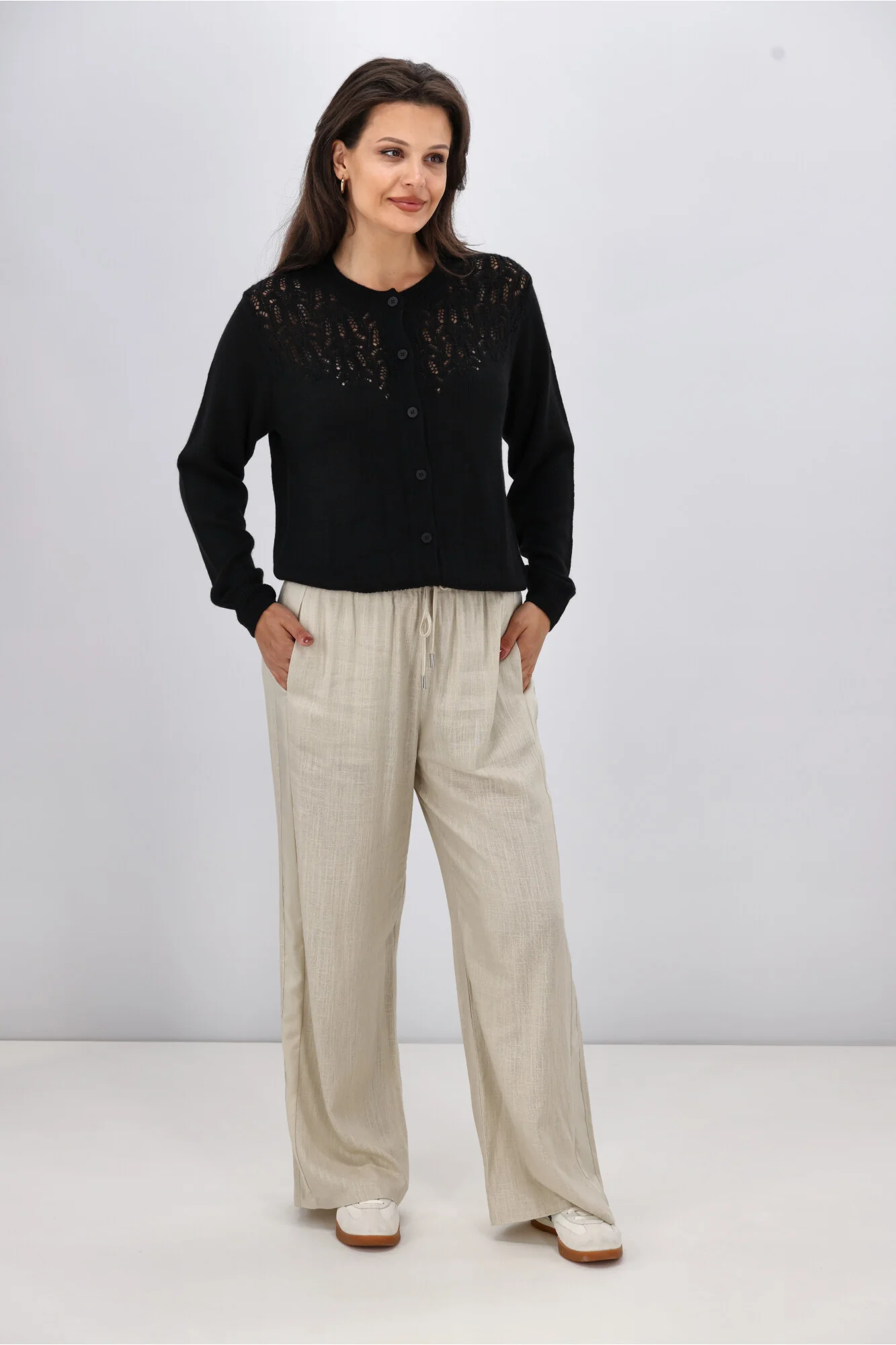 Gloss the Label Maeve Pointelle Cardigan Black - Image 3