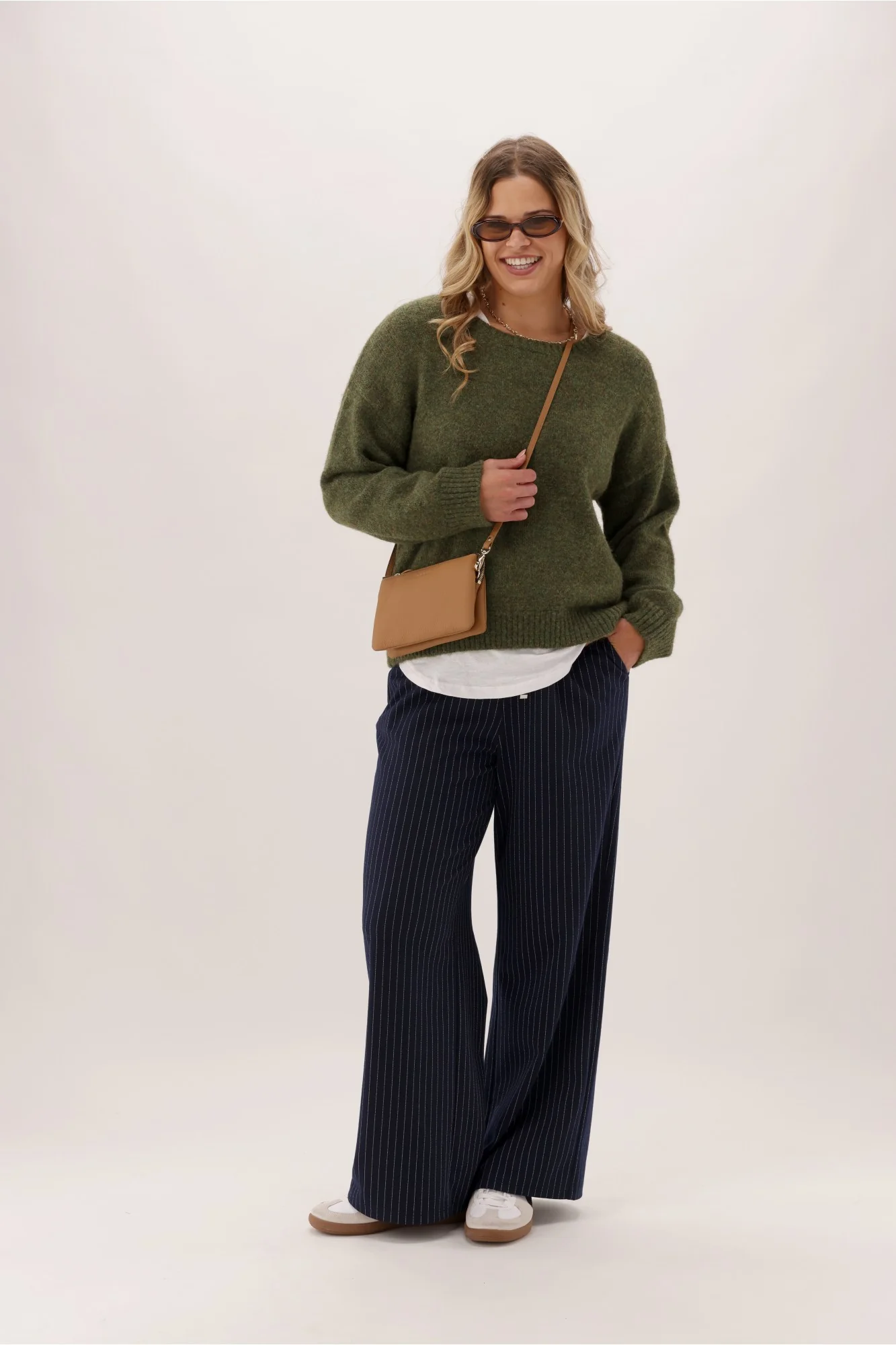 Gloss The Label Motto Pinstripe Pant Navy