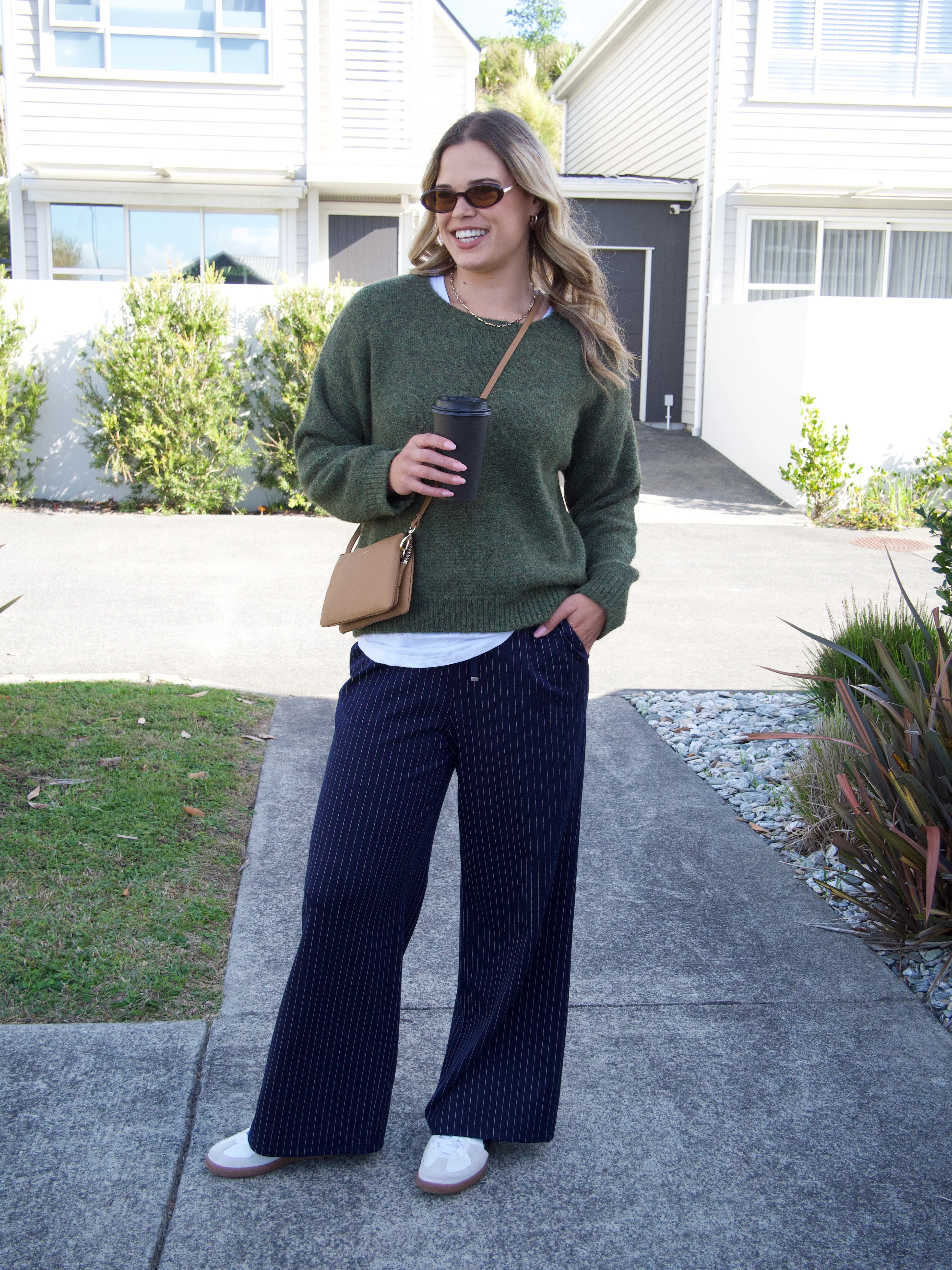 Gloss The Label Motto Pinstripe Pant Navy - Image 2