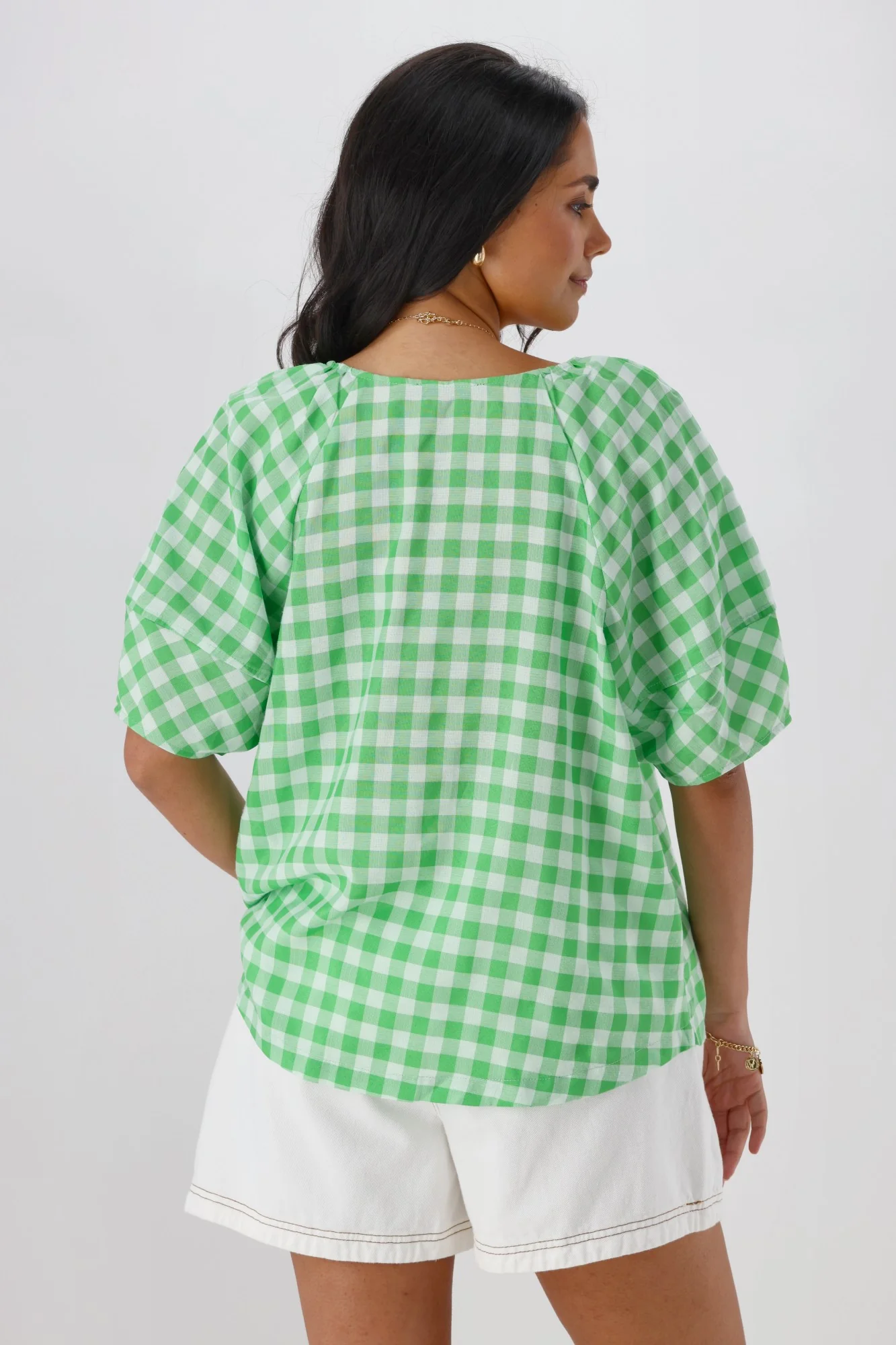 Gloss The Label Nadia Top Green White Gingham - Image 6