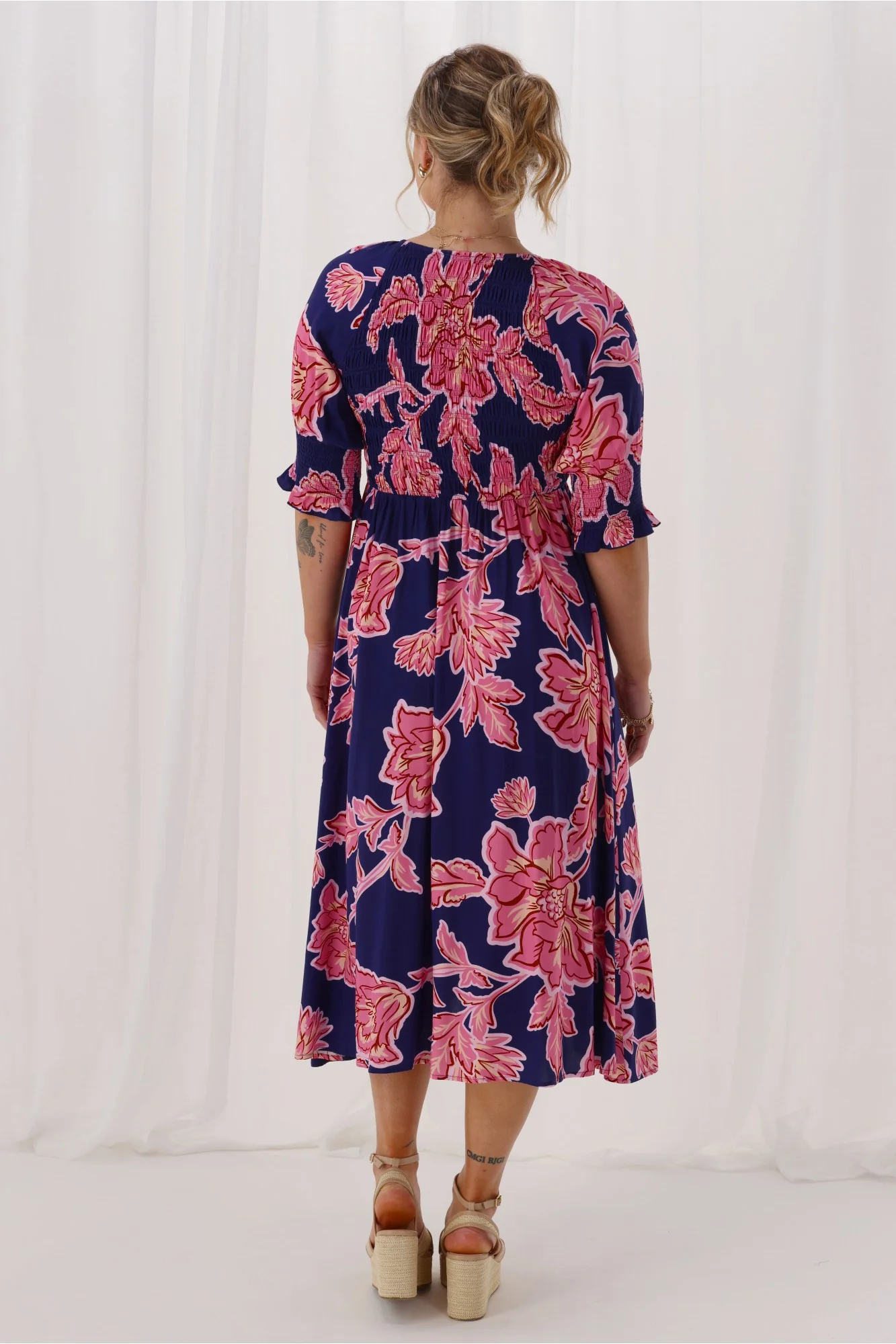 Gloss The Label Netty Dress Blue Print - Image 7