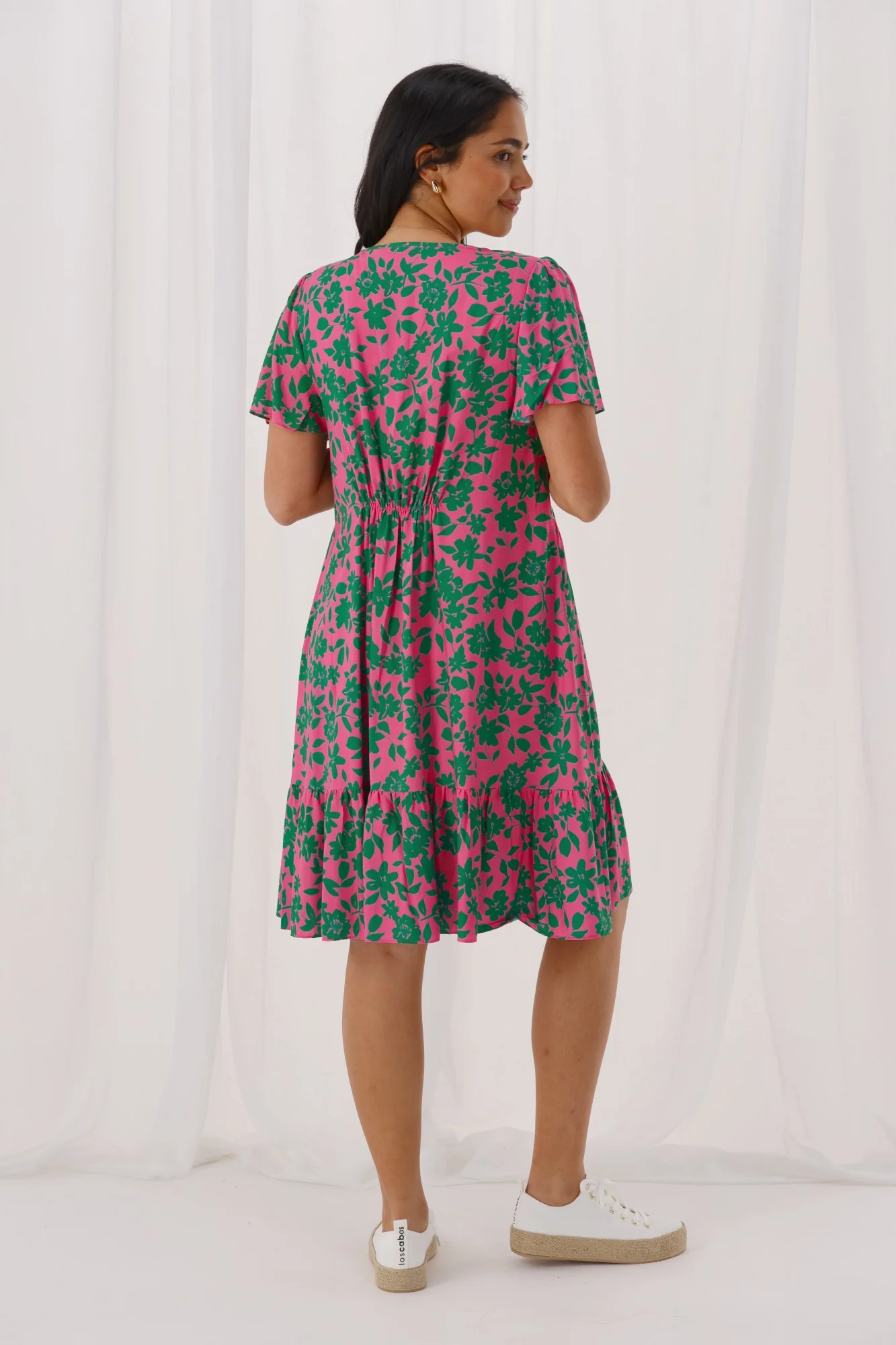 Gloss The Label Nova Dress Green Pink Floral - Image 5