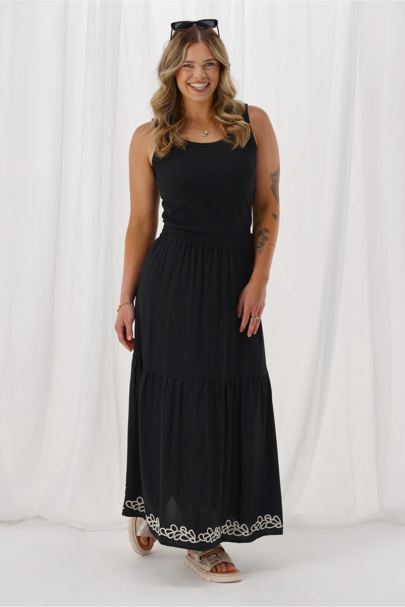 Gloss The Label Nyal Embroidered Skirt Black - Image 4