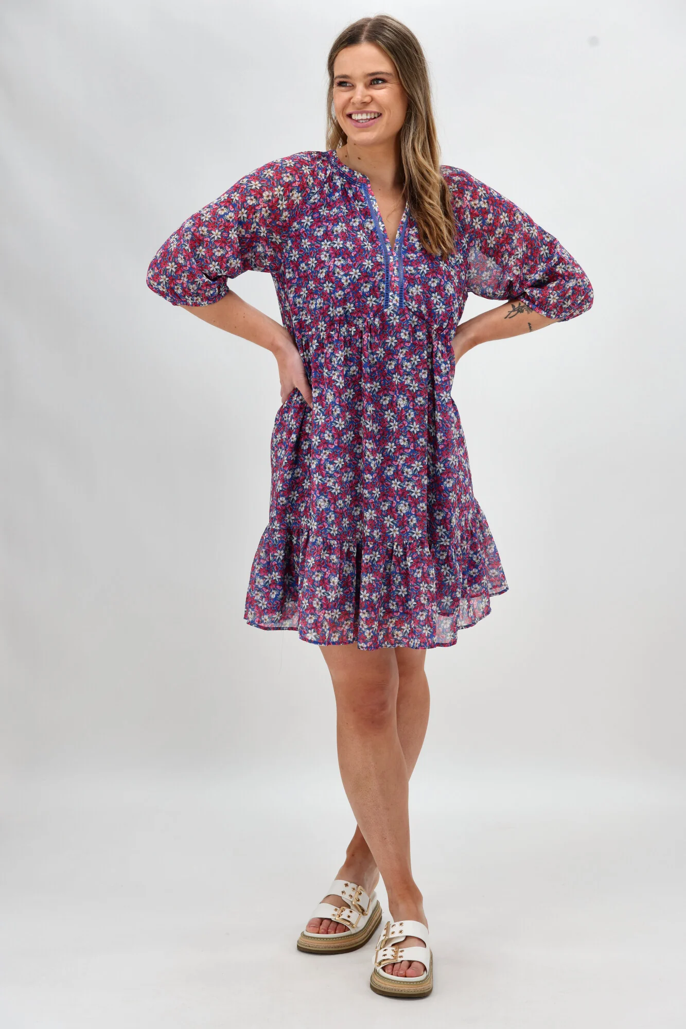 Gloss The Label Barter Empire Dress Pink Floral - Image 5