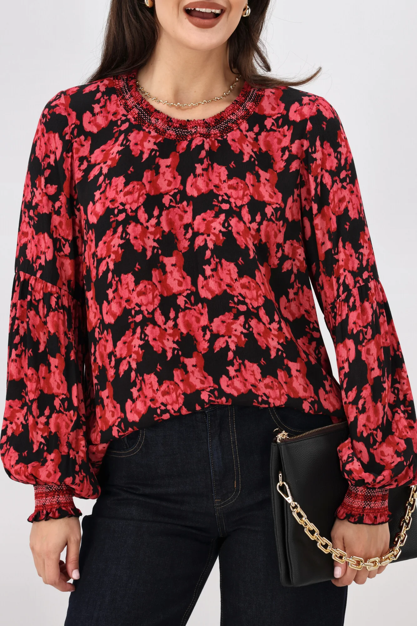 Gloss The Label Pieta Pink Petal Merlot Floral Blouse - Image 4