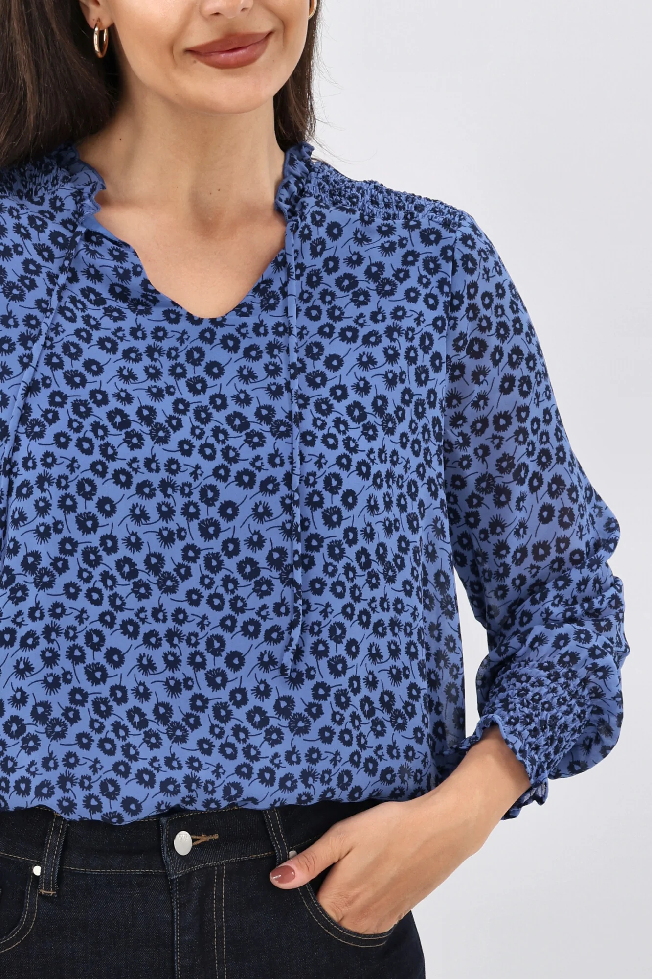 Gloss The Label Rosalia Shirred Bodice Top Azure - Image 2