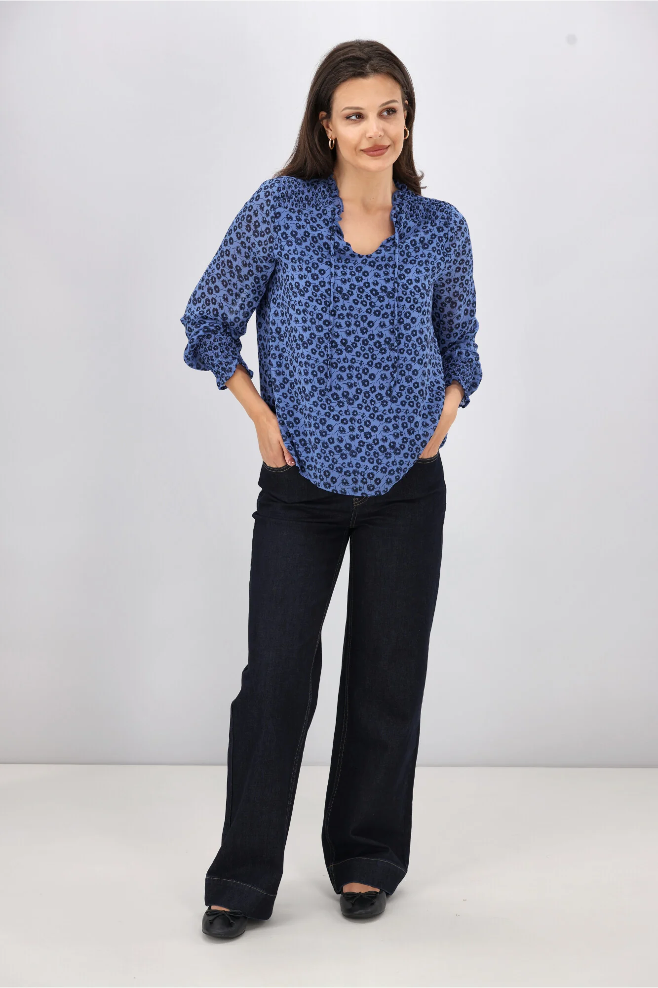 Gloss The Label Rosalia Shirred Bodice Top Azure - Image 4