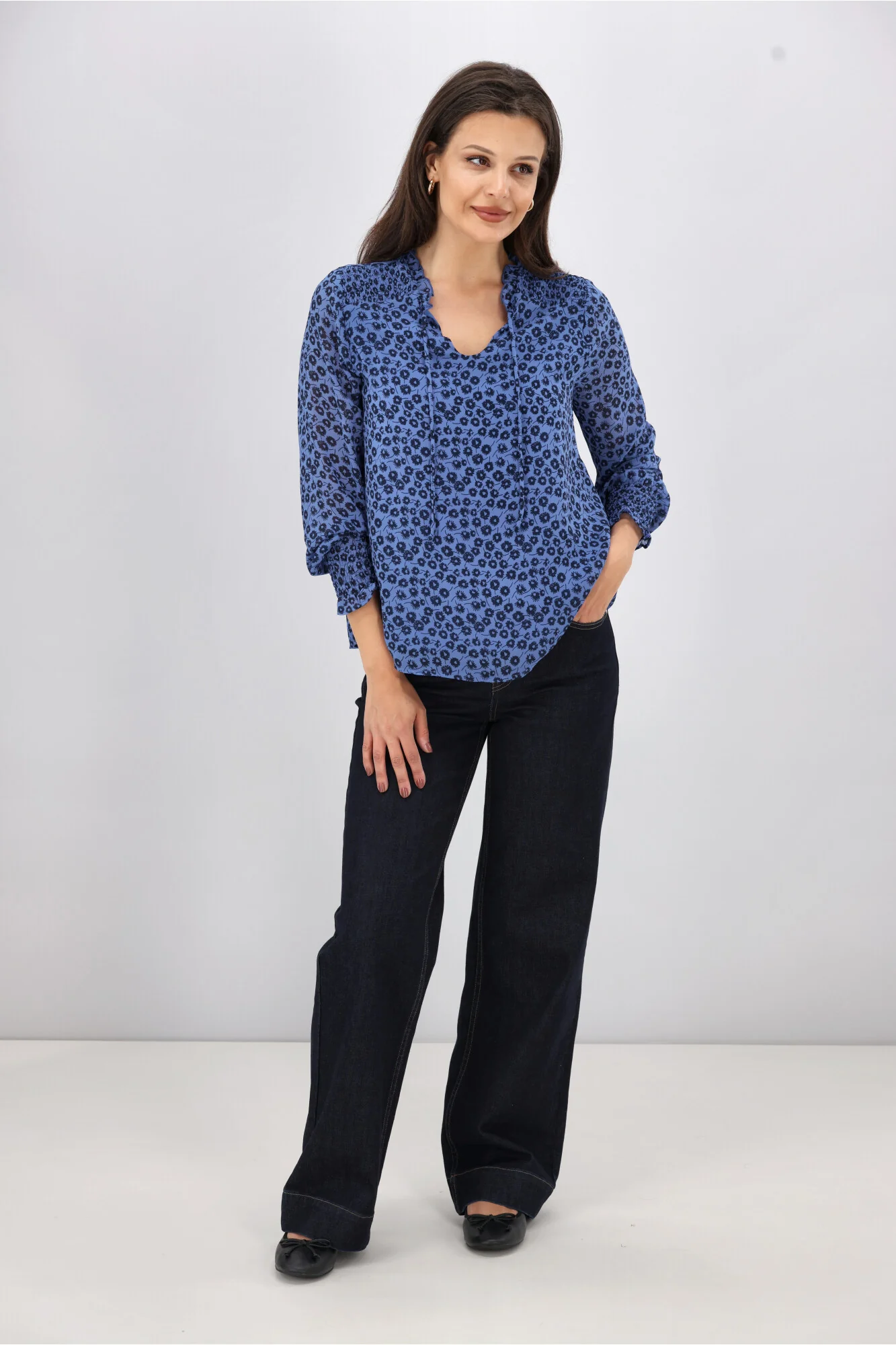 Gloss The Label Rosalia Shirred Bodice Top Azure - Image 5
