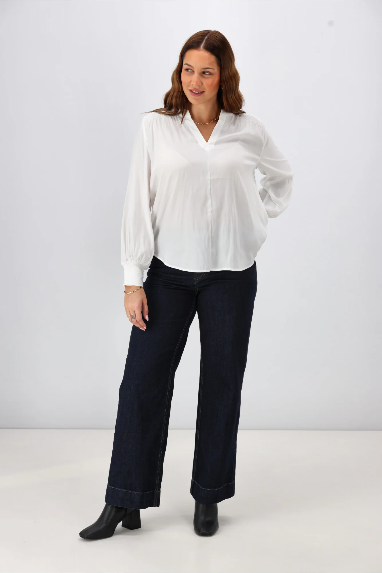 Gloss the Label Sattva Shirred Detail Blouse Natural - Image 5