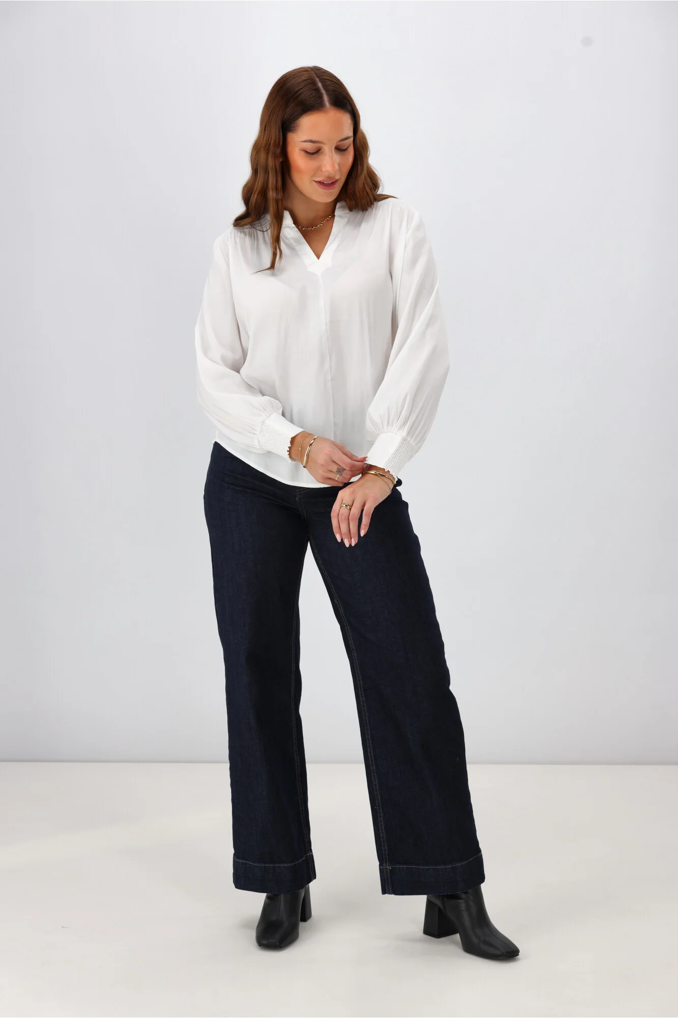 Gloss the Label Sattva Shirred Detail Blouse Natural - Image 6