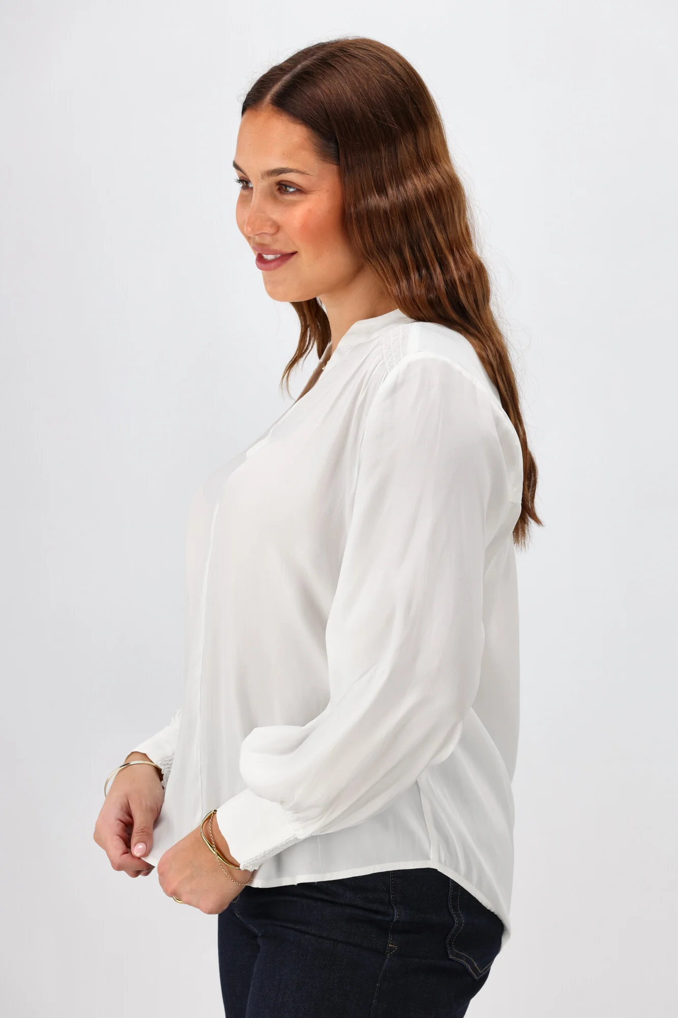 Gloss the Label Sattva Shirred Detail Blouse Natural - Image 8