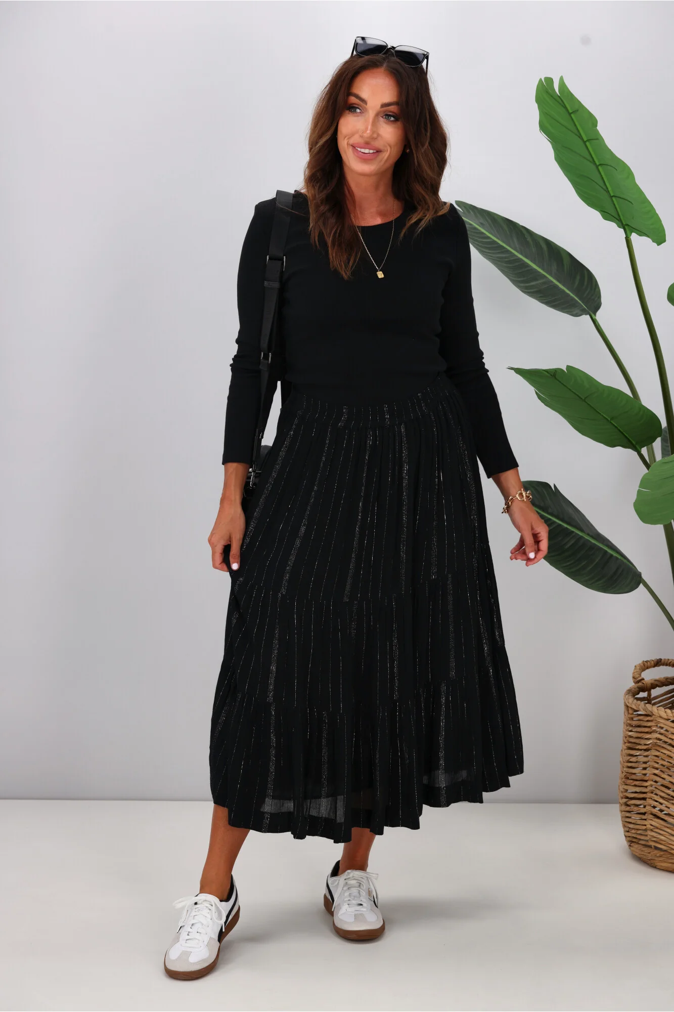Gloss The Label Senora Maxi Skirt Black Lurex - Image 5