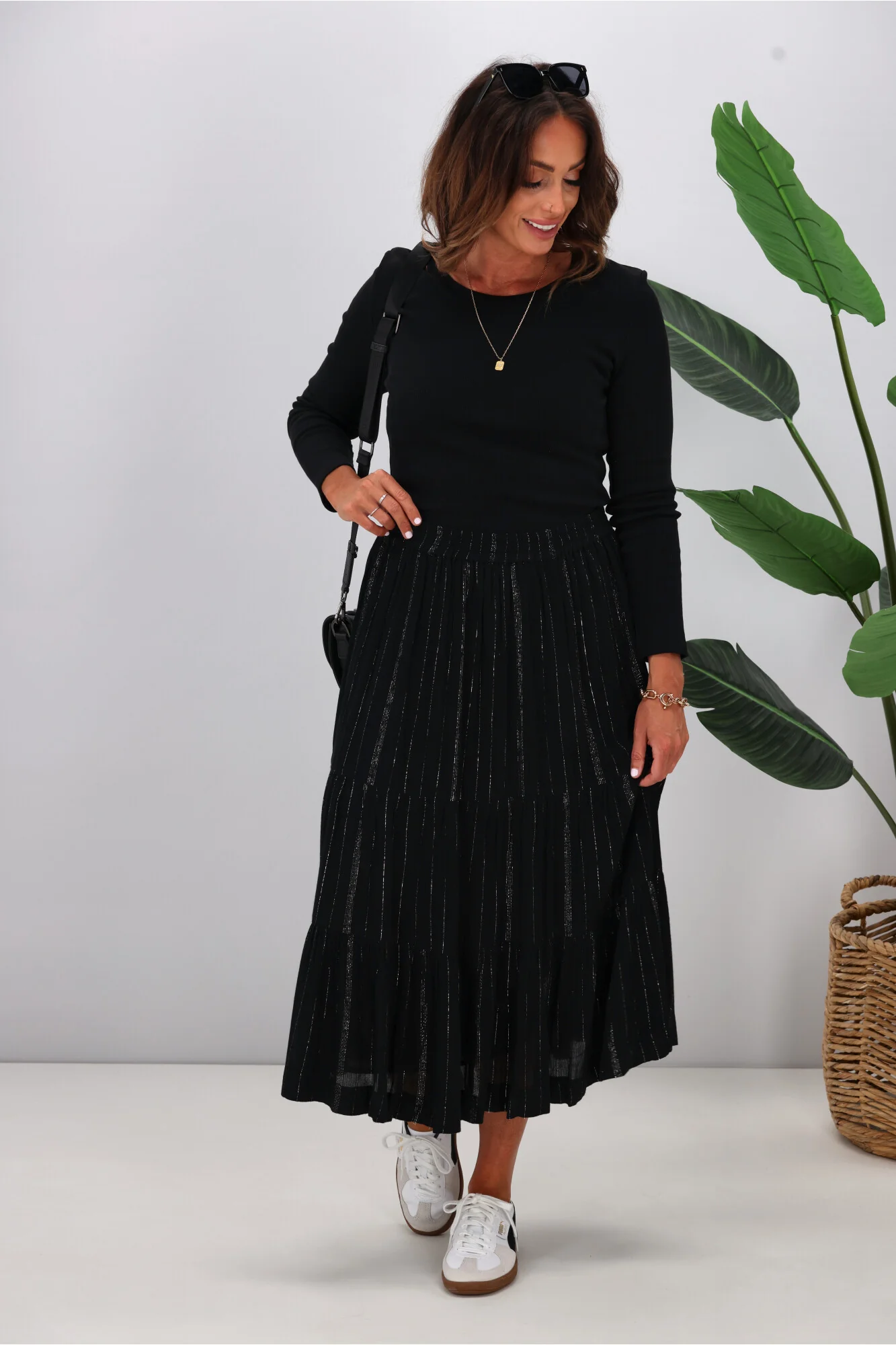 Gloss The Label Senora Maxi Skirt Black Lurex - Image 6