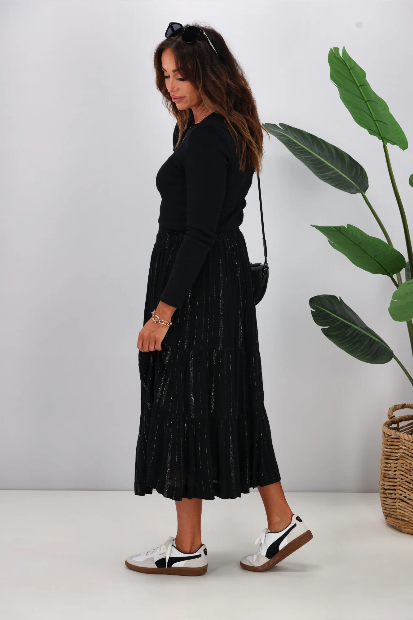 Gloss The Label Senora Maxi Skirt Black Lurex - Image 7