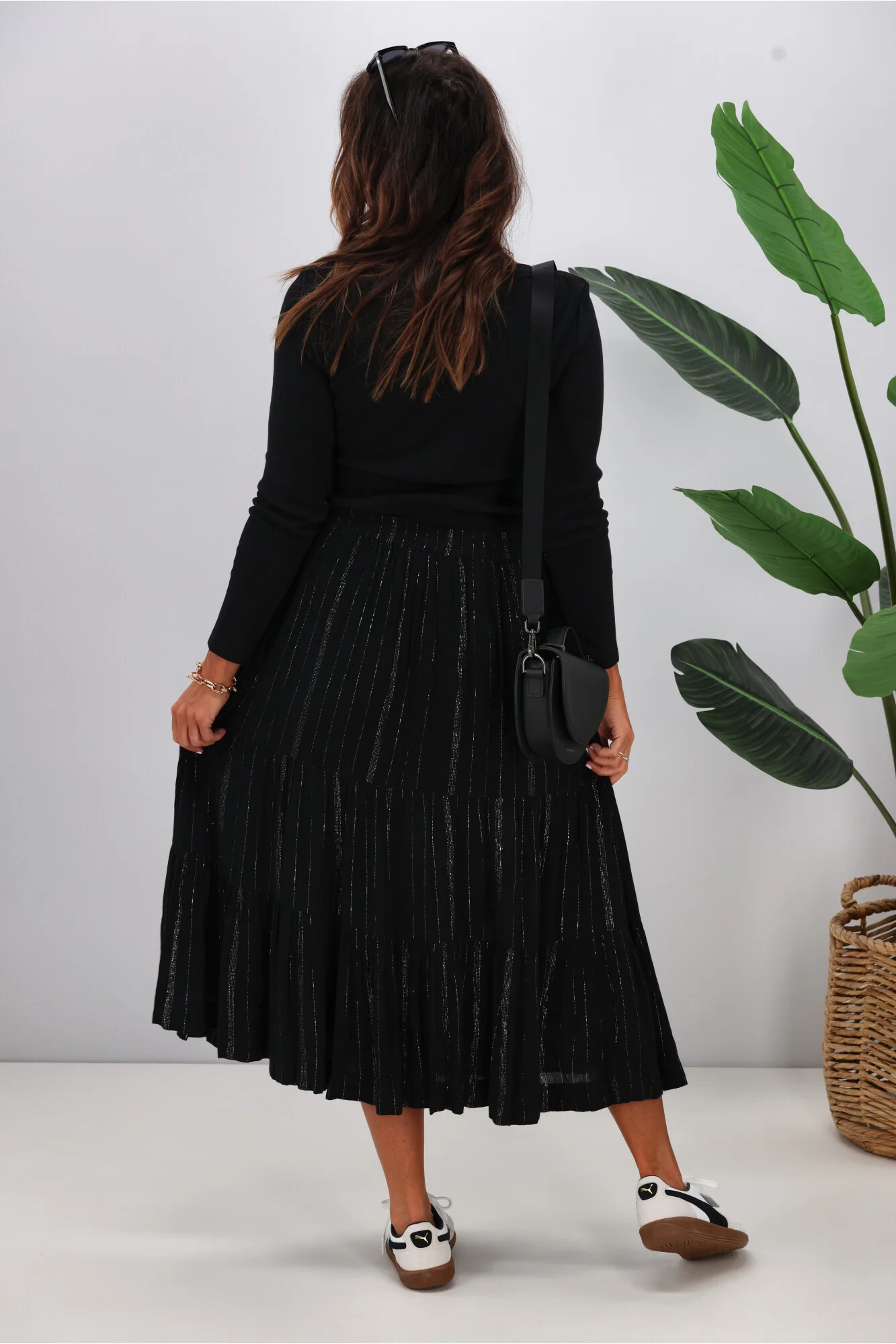 Gloss The Label Senora Maxi Skirt Black Lurex - Image 8