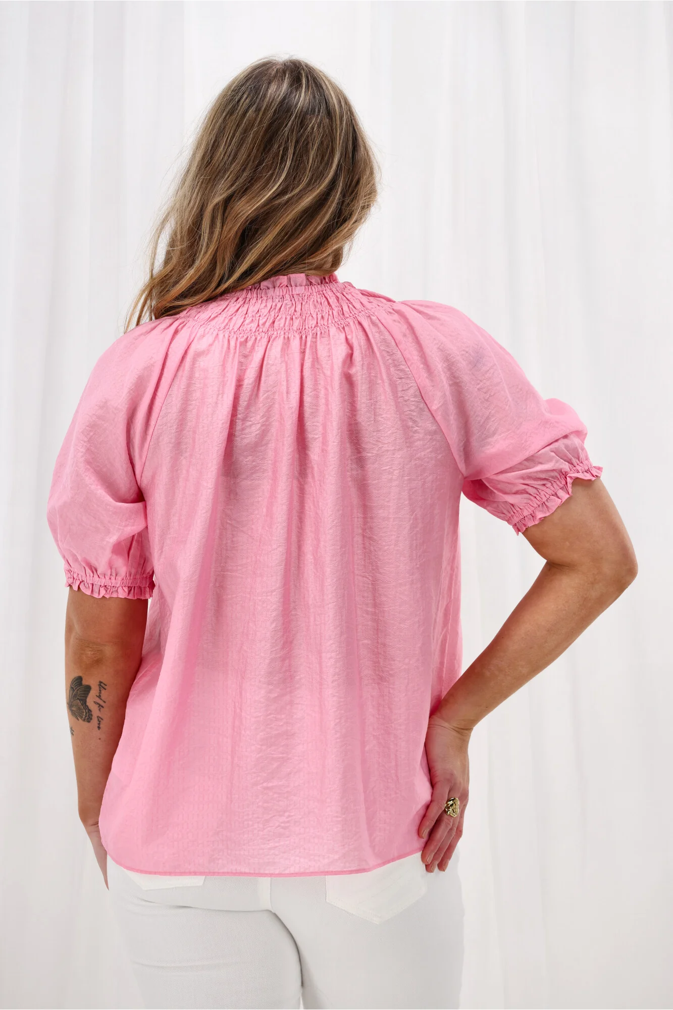 Gloss The Label Serena Peasant Top Pink - Image 6