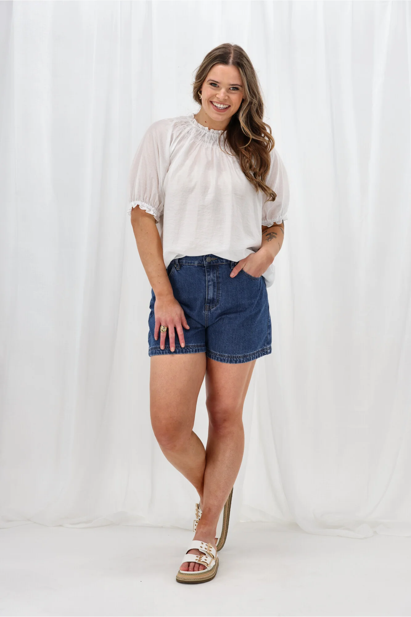 Gloss The Label Serena Peasant Top White - Image 4