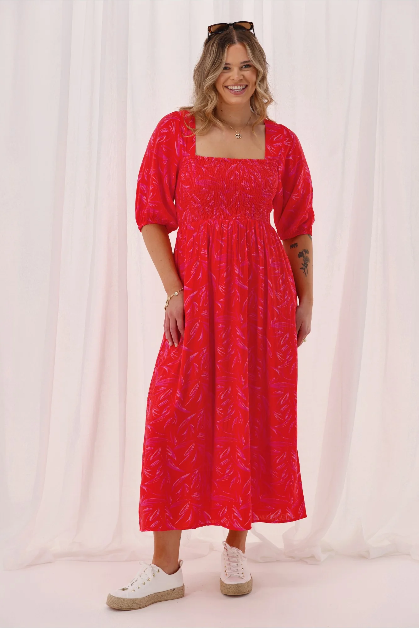 Gloss The Label Solene Dress Orange And Pink Print - Image 5