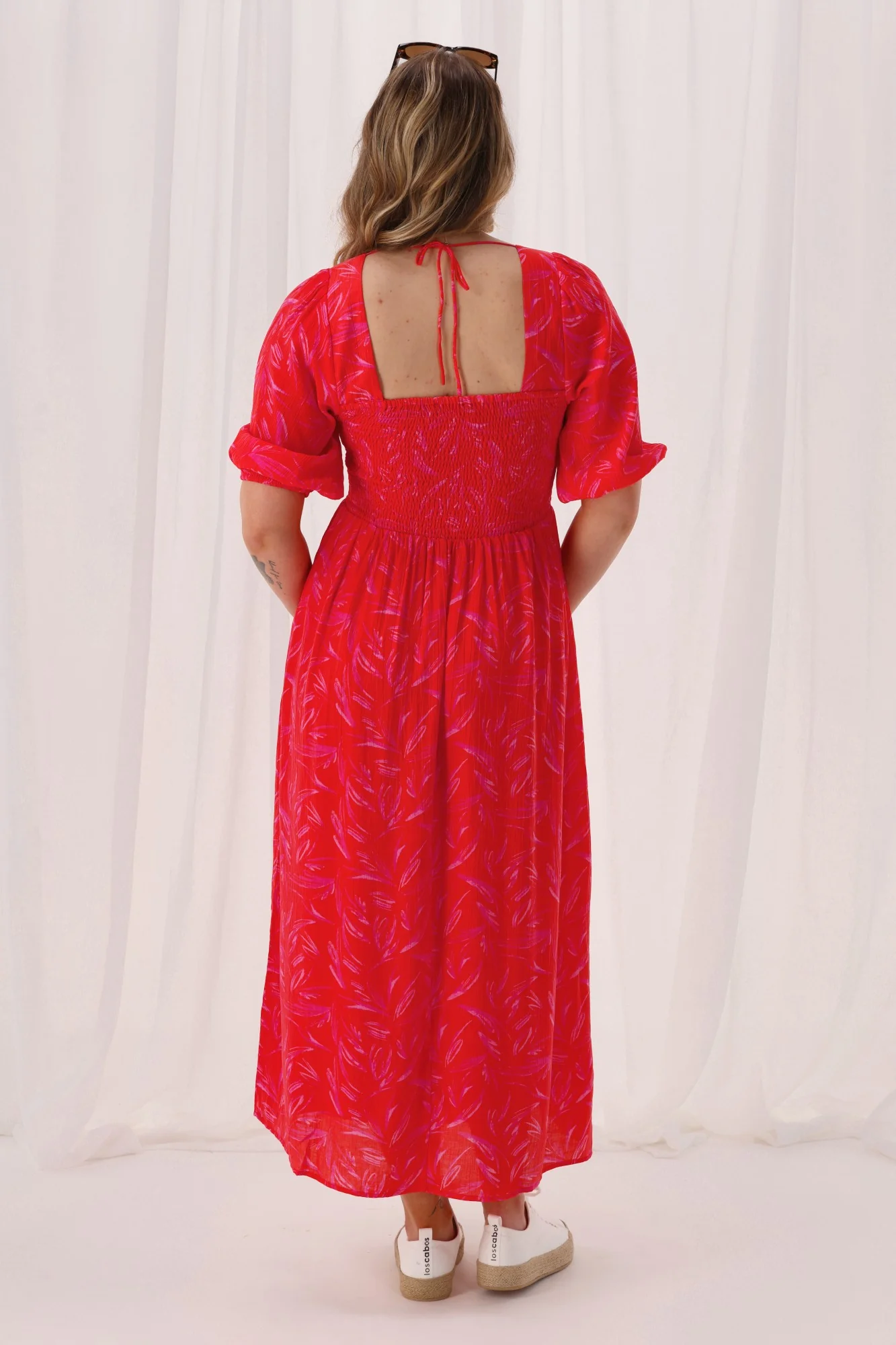 Gloss The Label Solene Dress Orange And Pink Print - Image 7