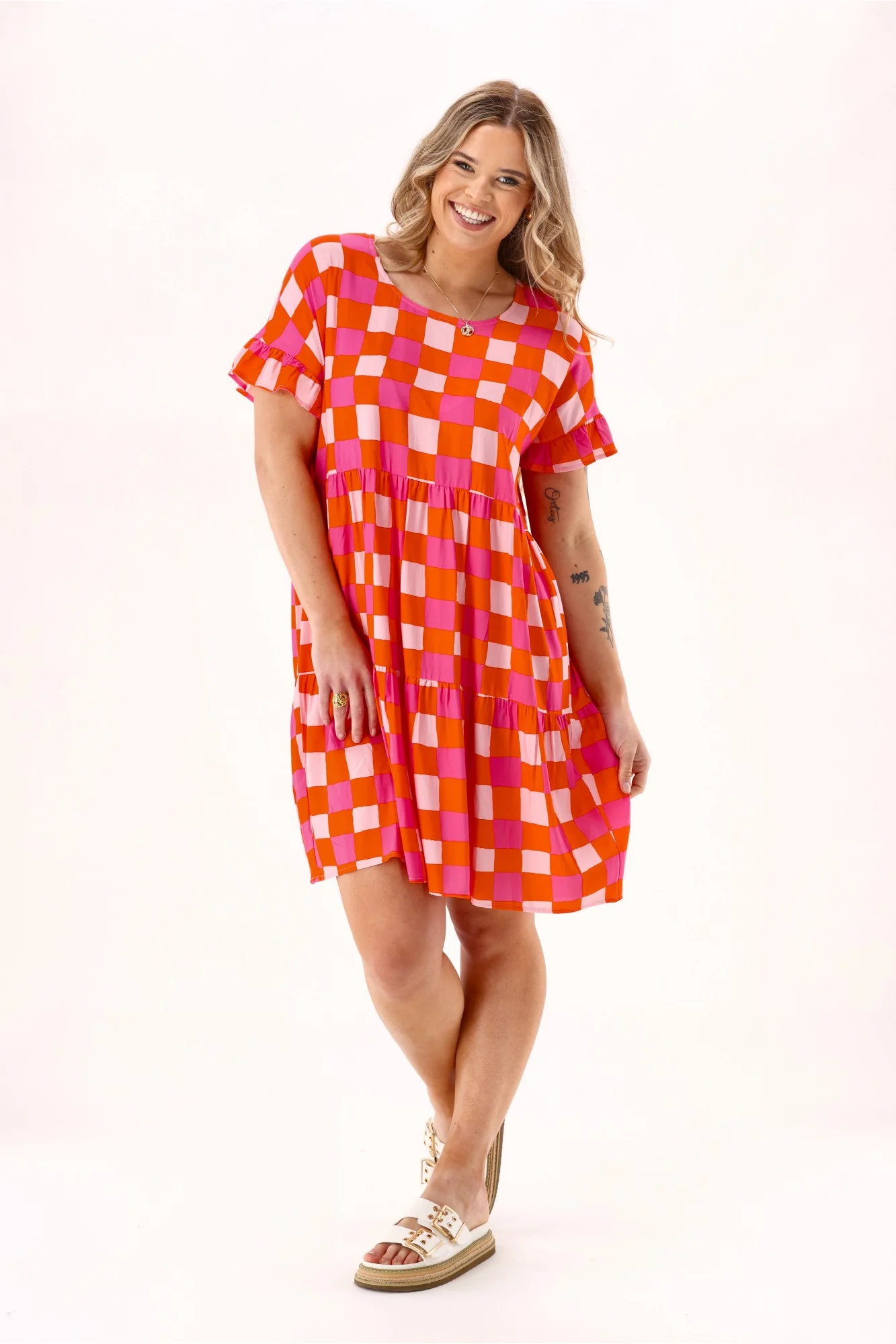 Gloss The Label Sybil Dress Red Print - Image 3