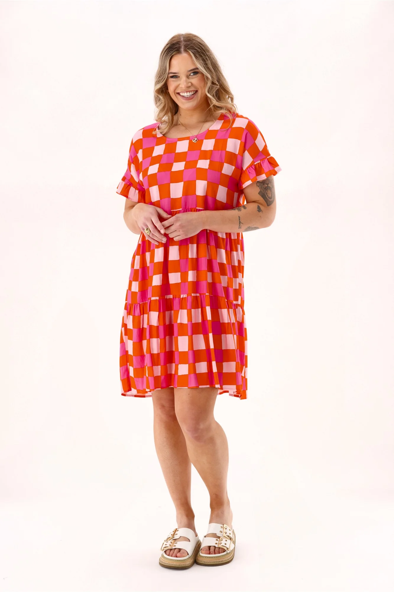 Gloss The Label Sybil Dress Red Print - Image 4